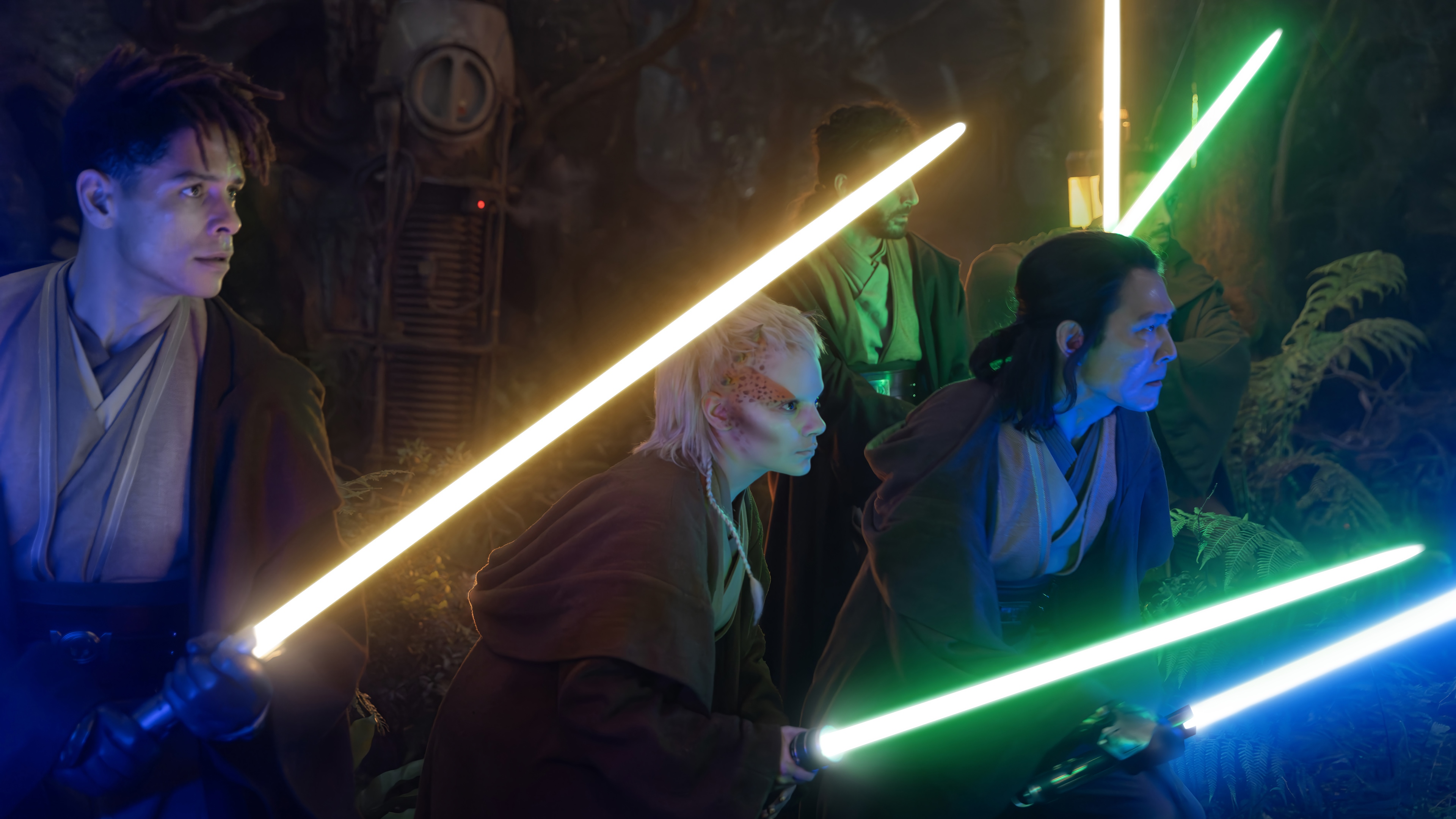 The Acolyte Star Wars Cast with Lightsabers 4K HD Wallpaper