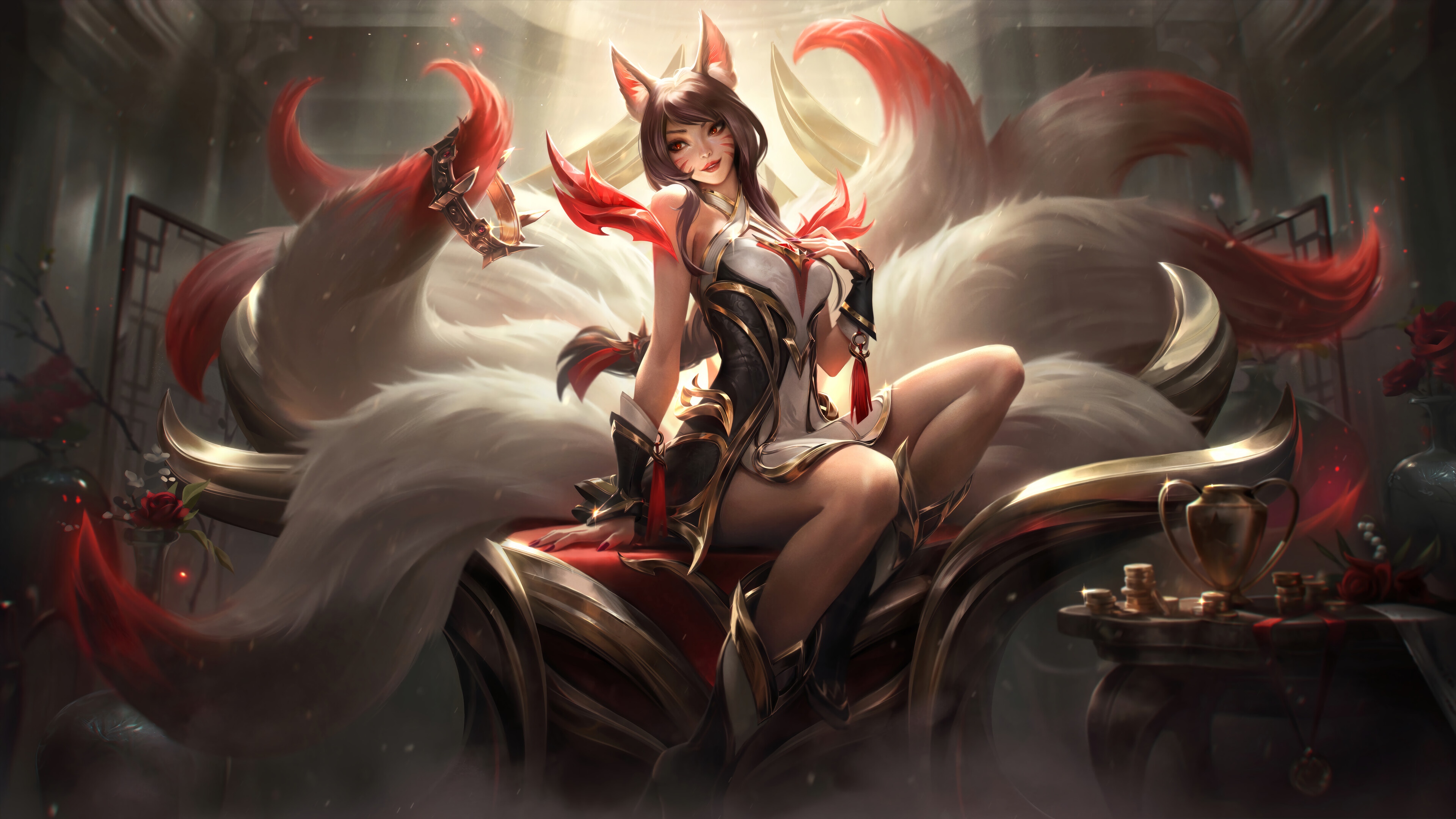 Ahri from League of Legends 4K Splash Art HD Wallpaper