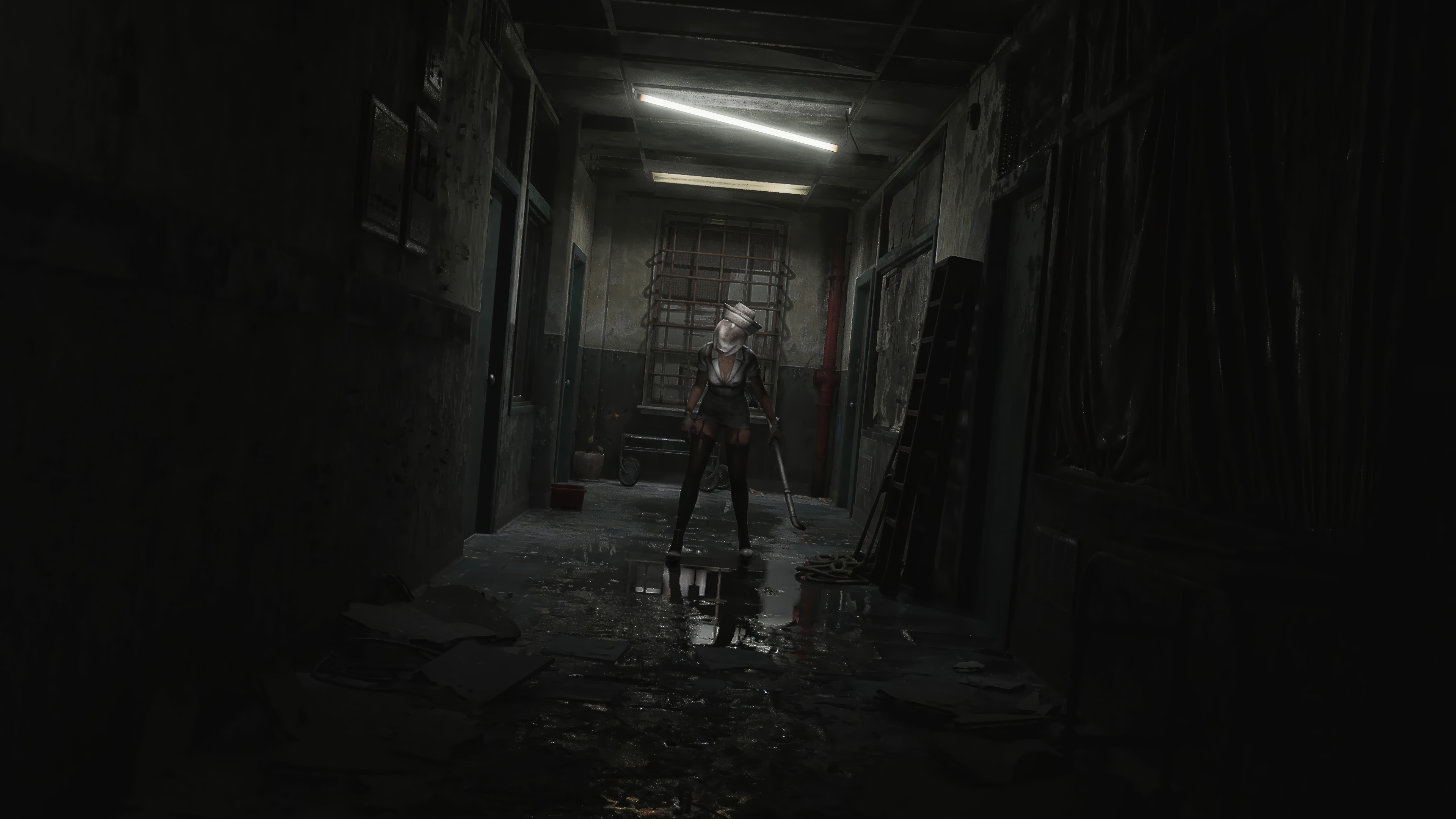 Silent Hill 2 Nurse in a dark hallway HD Wallpaper