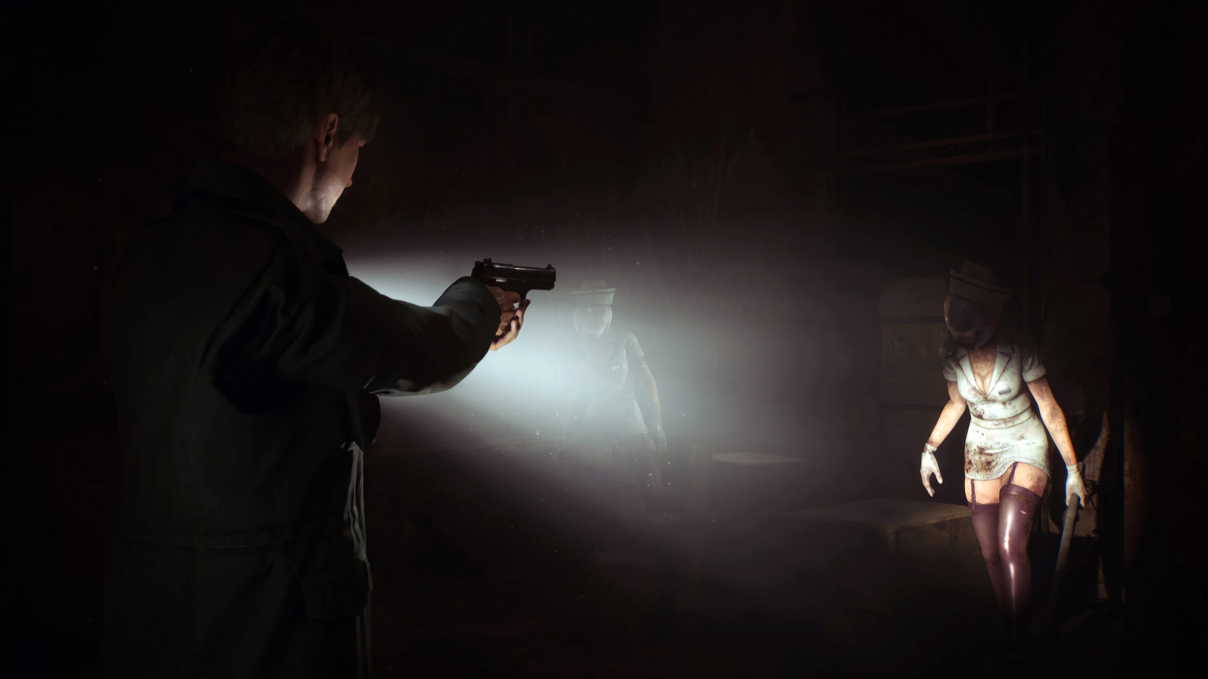 Silent Hill 2: Man with Gun confronts Nurse HD Wallpaper