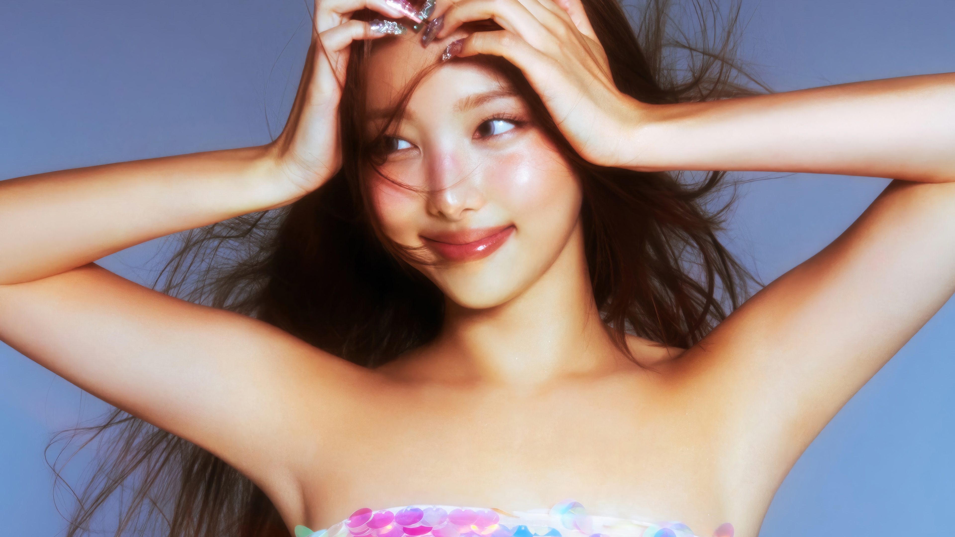 Nayeon from TWICE posing with hands on head HD Wallpaper