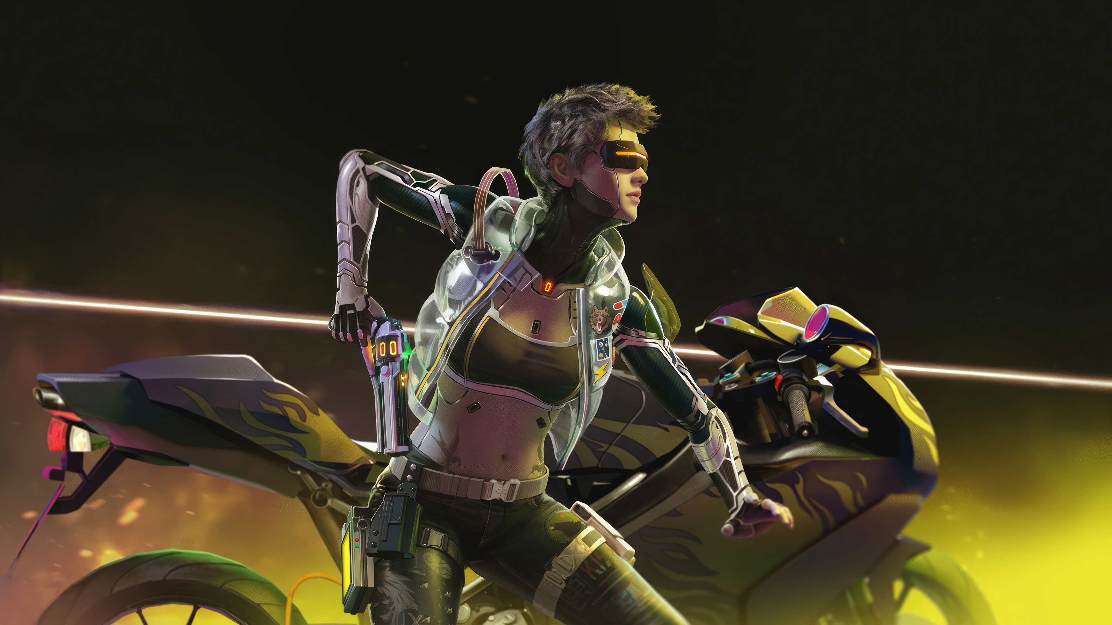 Cyberpunk Girl on a Motorcycle in 4K HD Wallpaper
