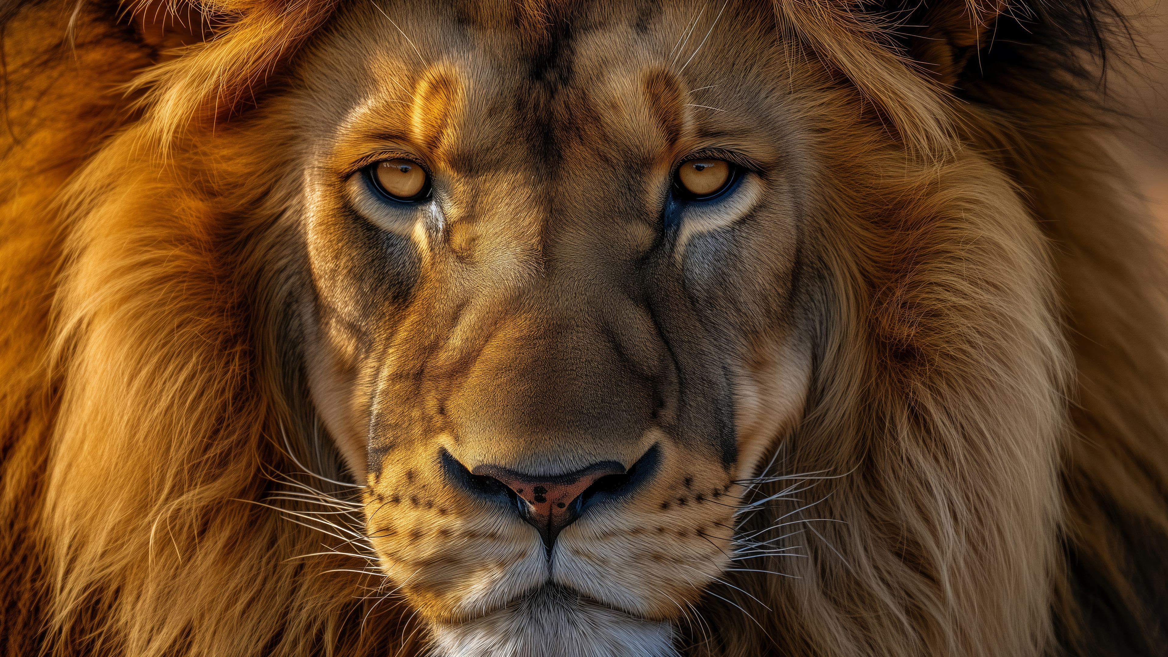 Close-up of a Lion's Face in 4K HD Wallpaper