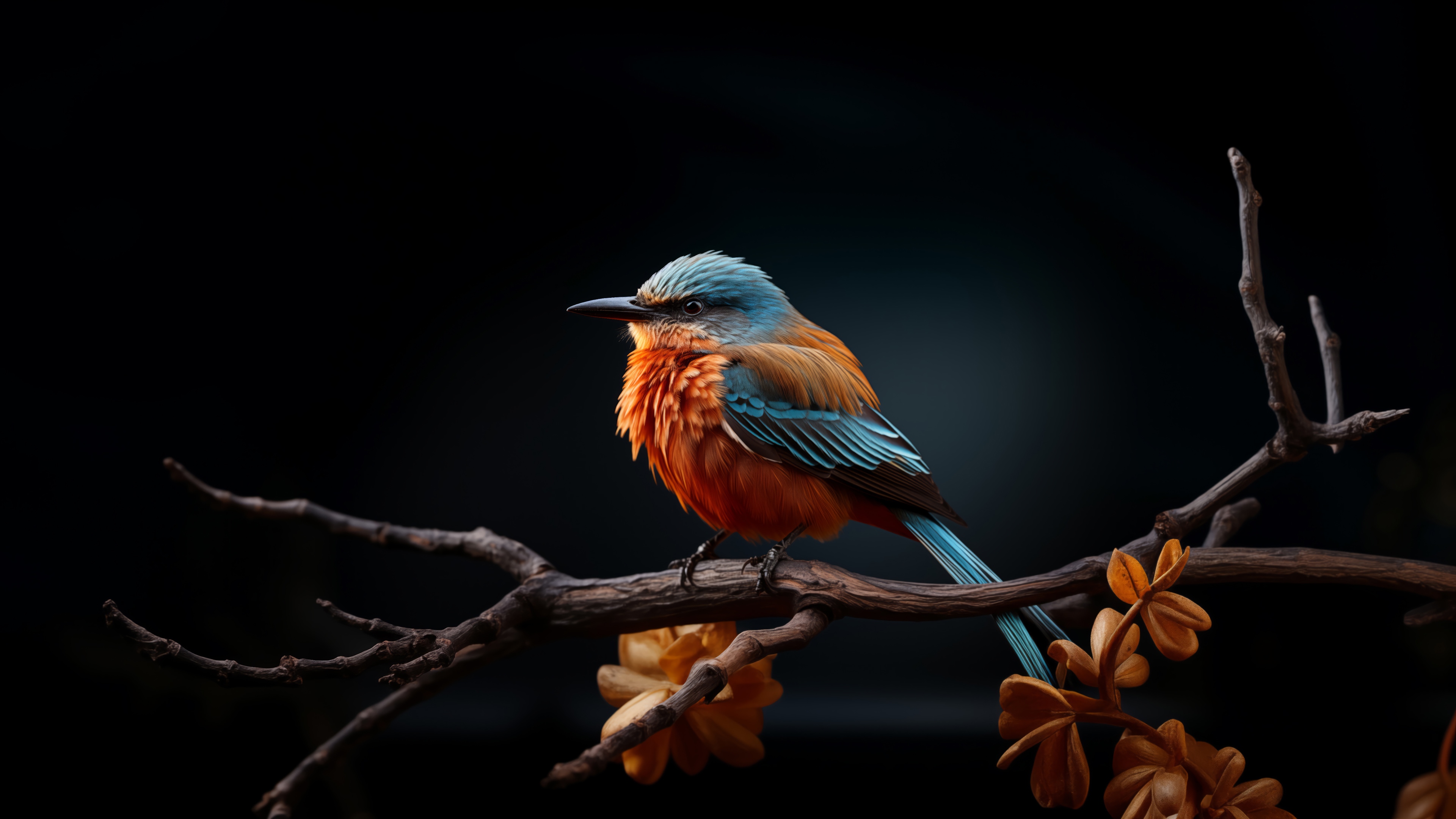 A colorful bird perched on a branch in 4K HD Wallpaper