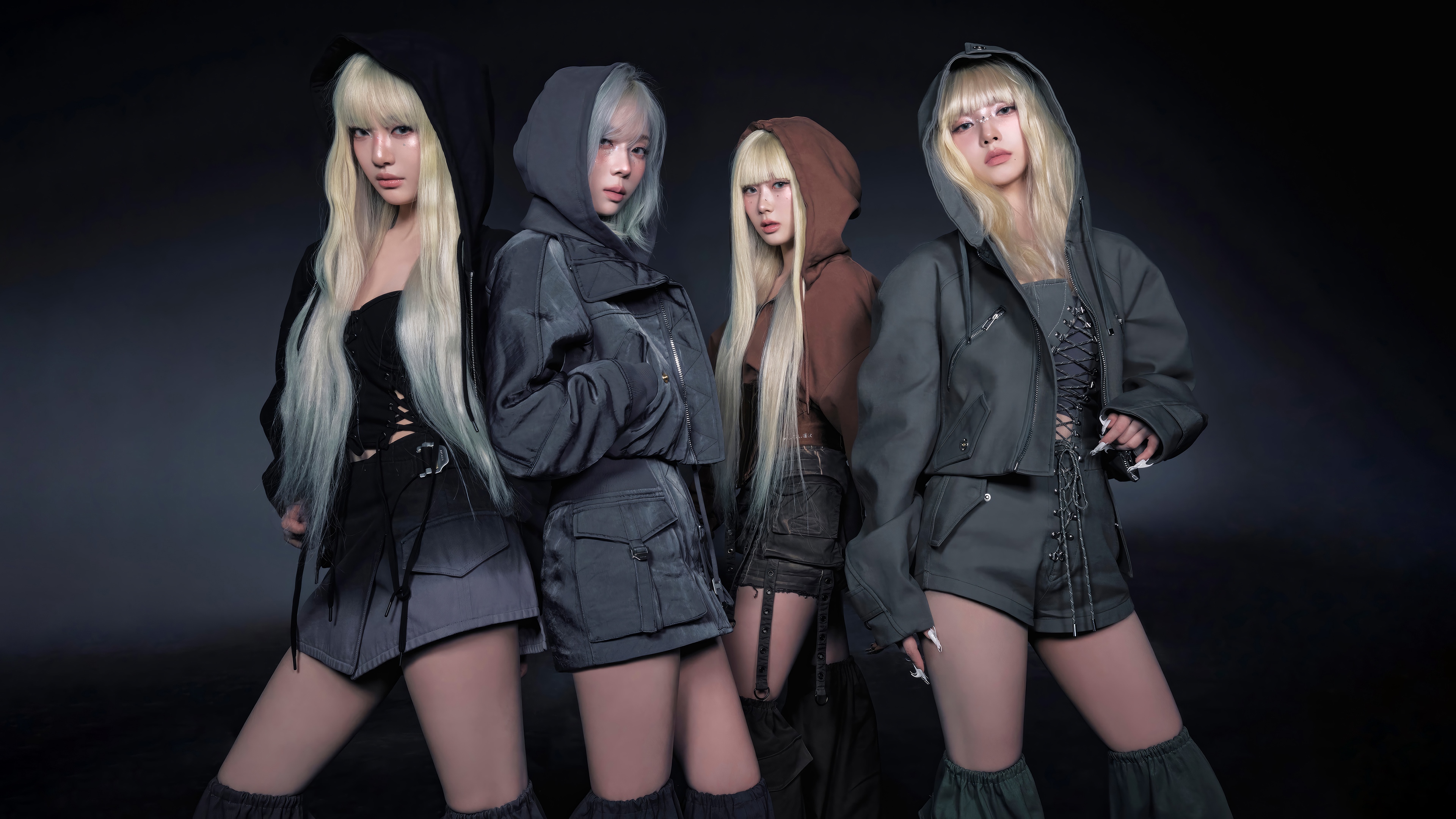Aespa members Ningning, Winter, Karina, and Giselle in Armageddon concept HD Wallpaper