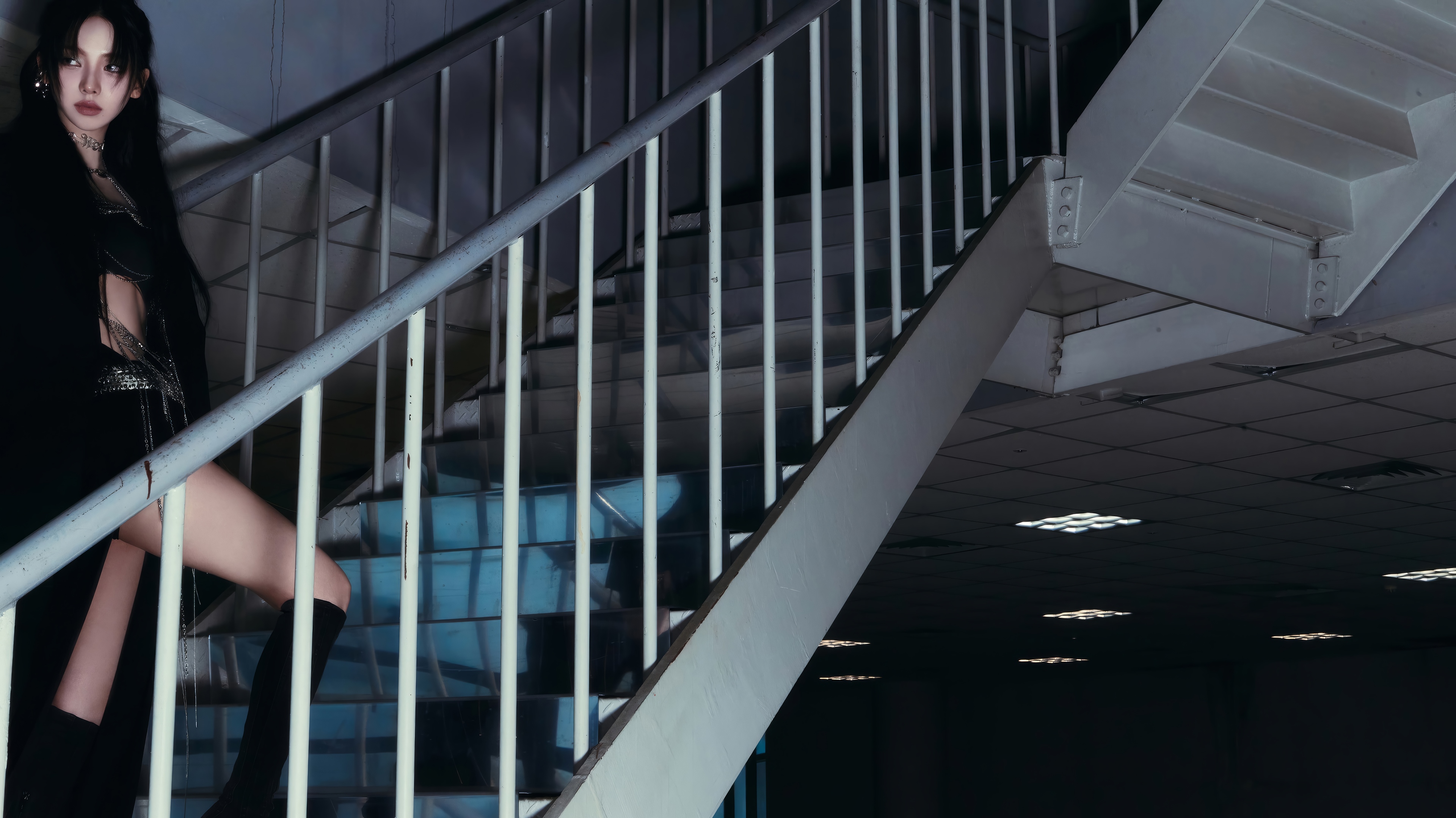 Karina from Aespa on a Staircase HD Wallpaper