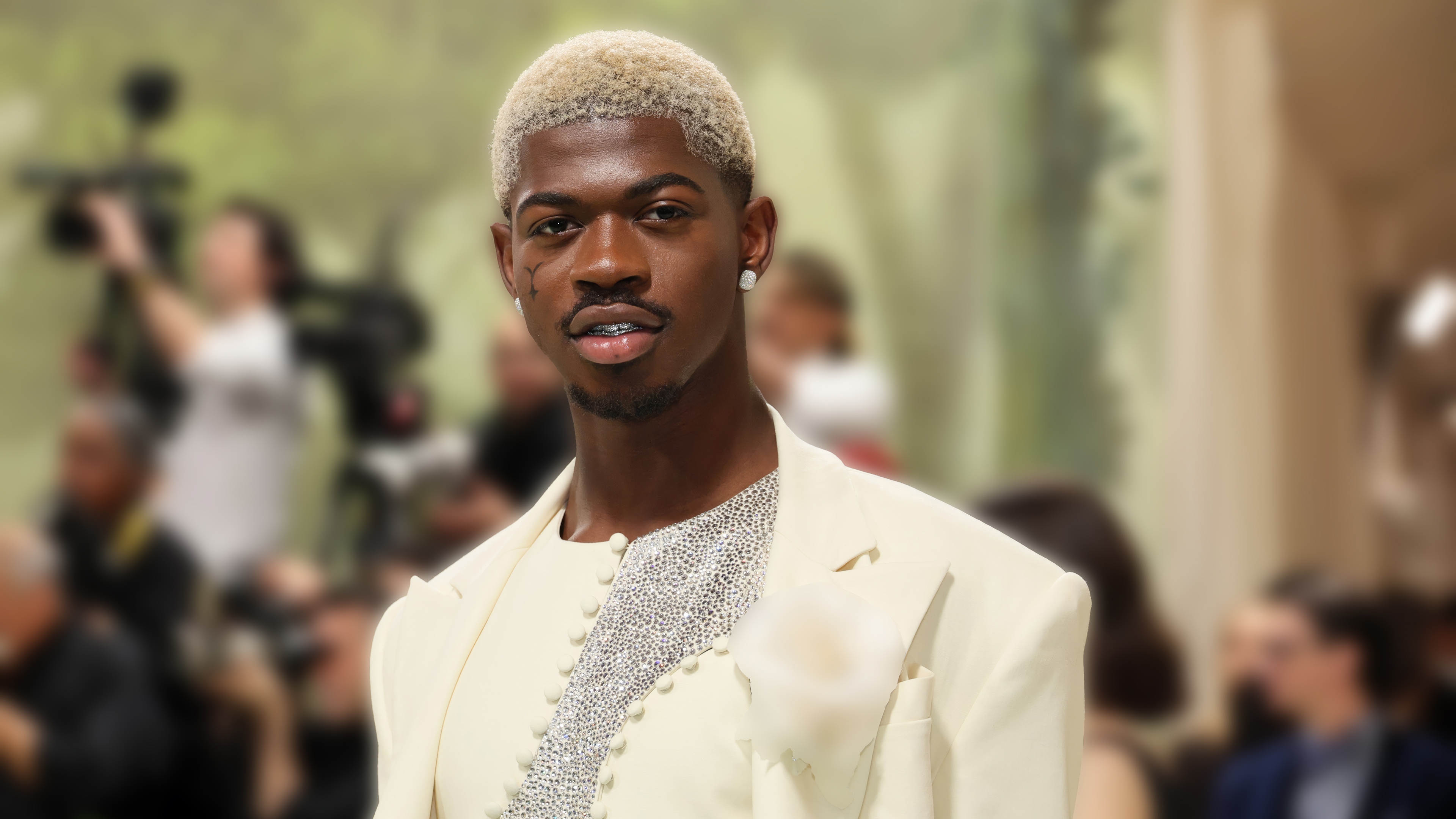 Lil Nas X in a cream suit HD Wallpaper