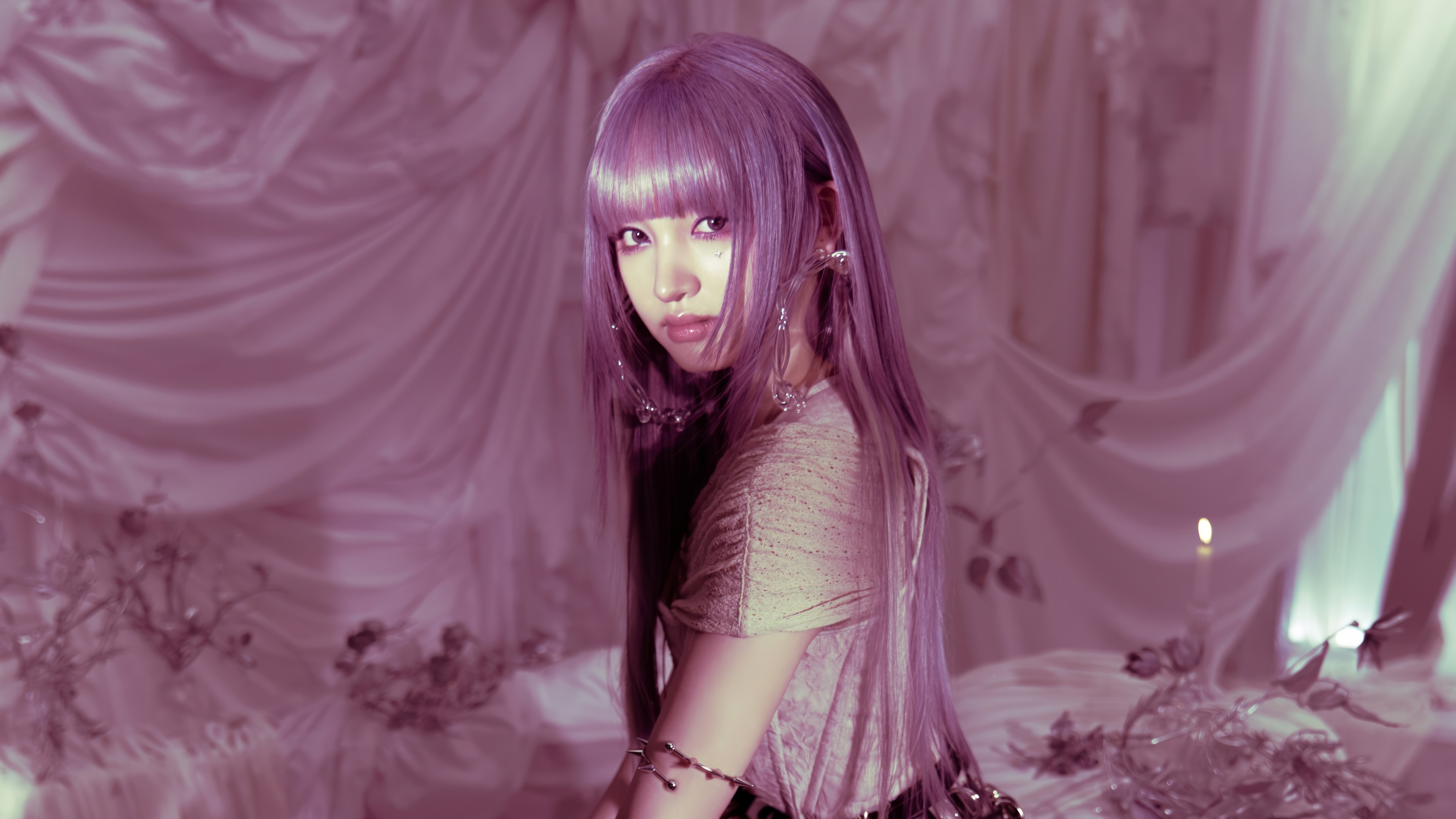Liz from IVE with purple hair HD Wallpaper