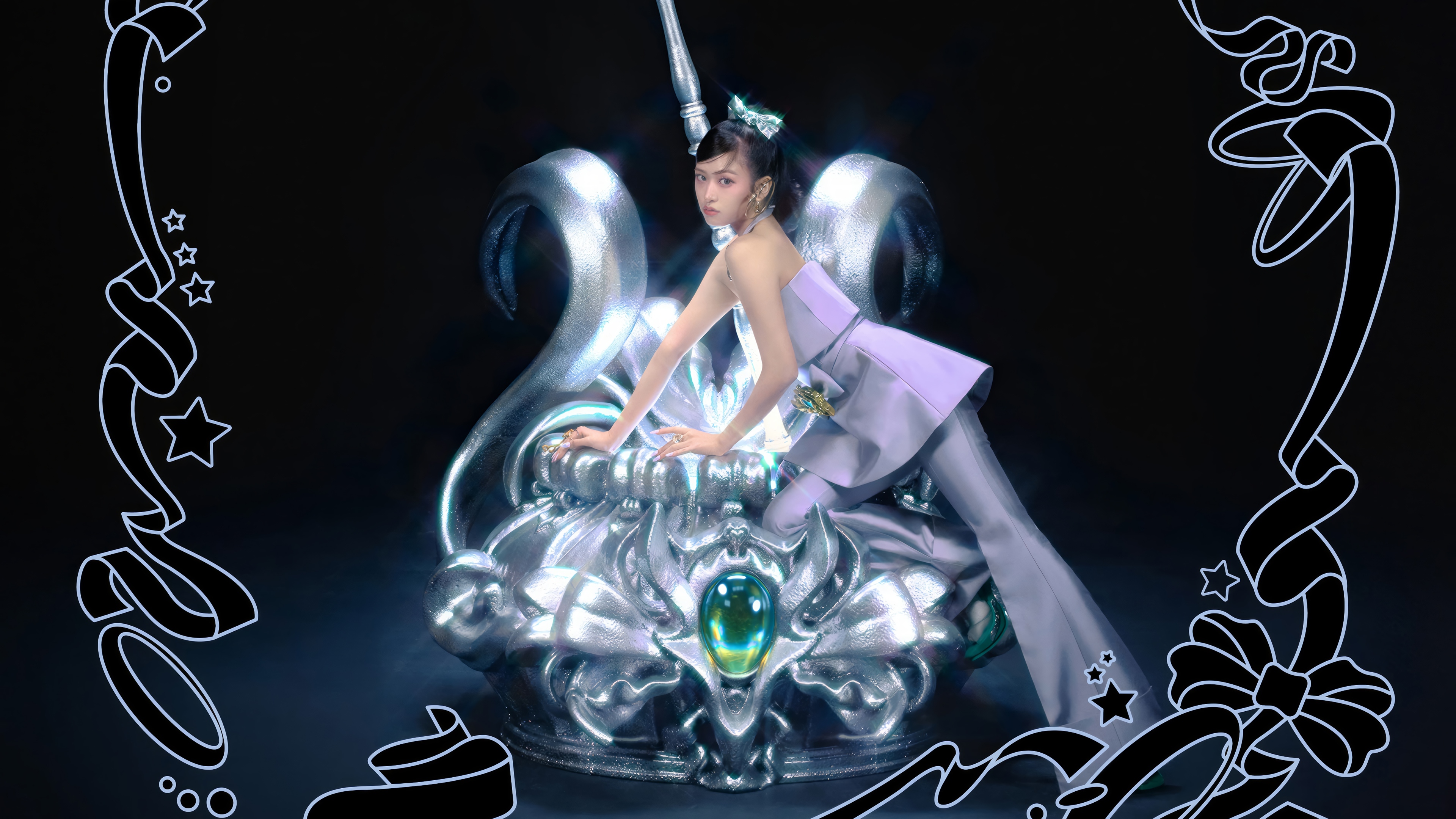 Yujin from IVE on a silver throne HD Wallpaper