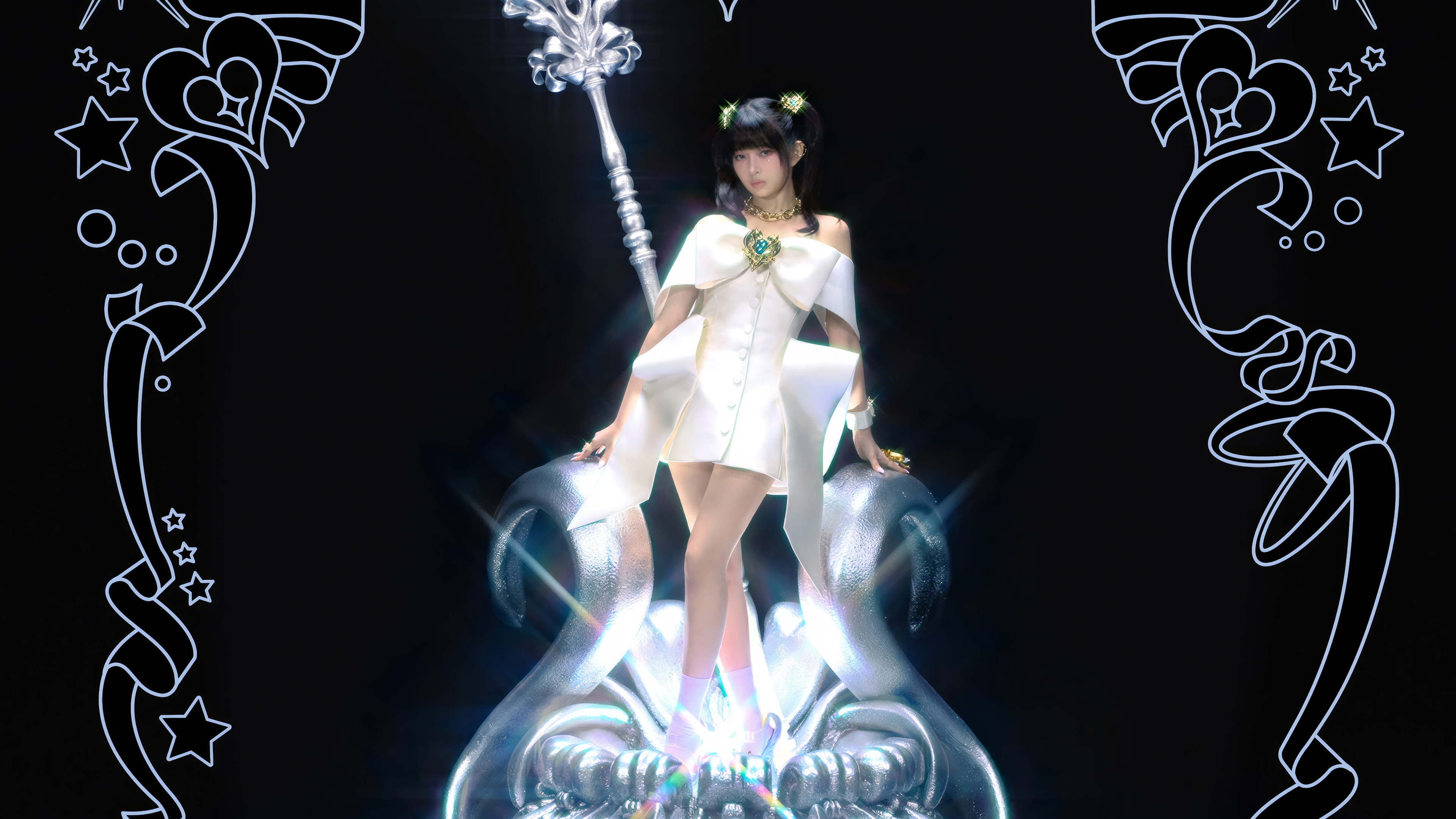 Rei from IVE with a staff and ornate frame HD Wallpaper