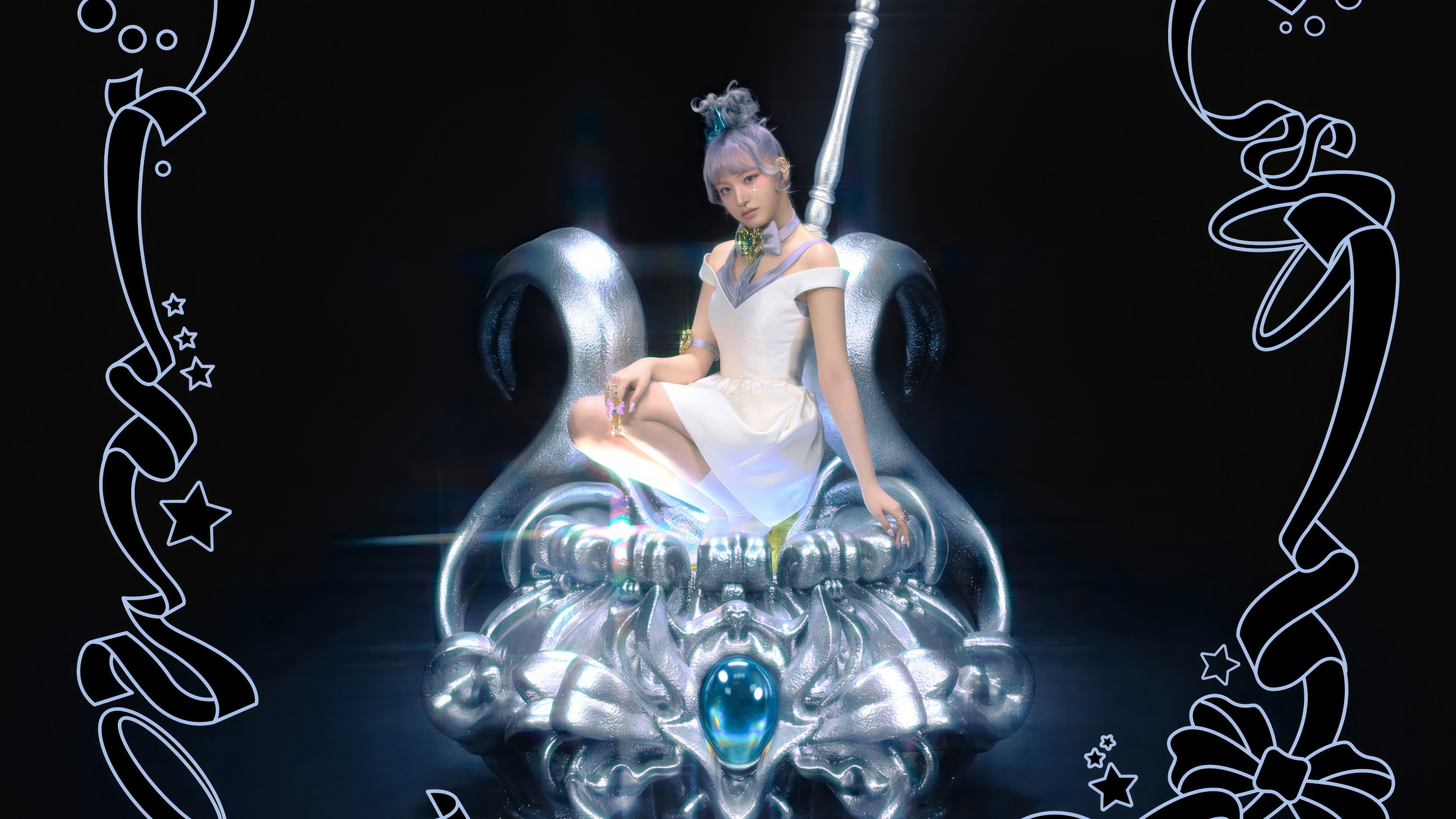 Liz from IVE sitting on a throne HD Wallpaper