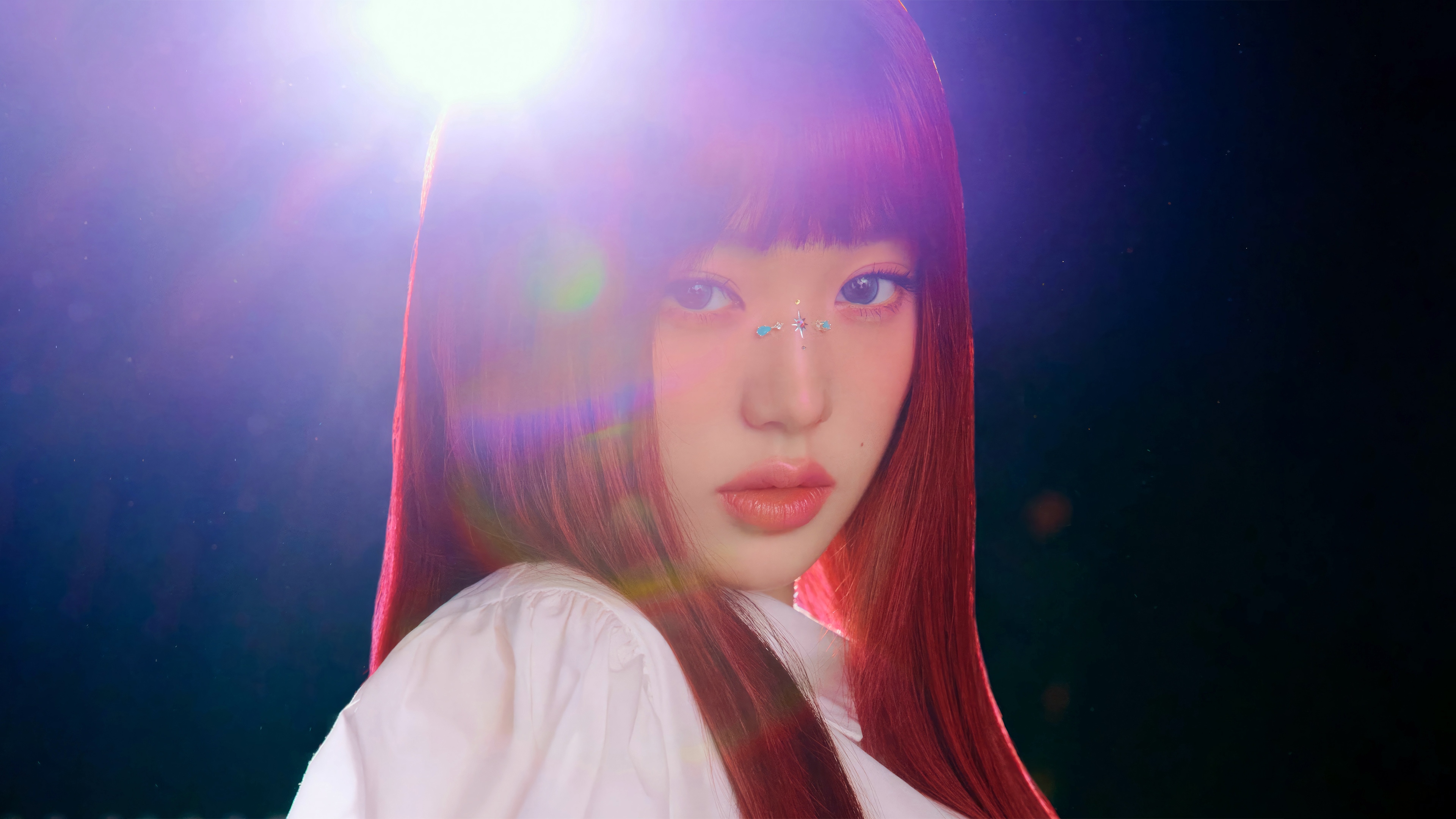 Wonyoung from IVE with red hair and bright lighting HD Wallpaper