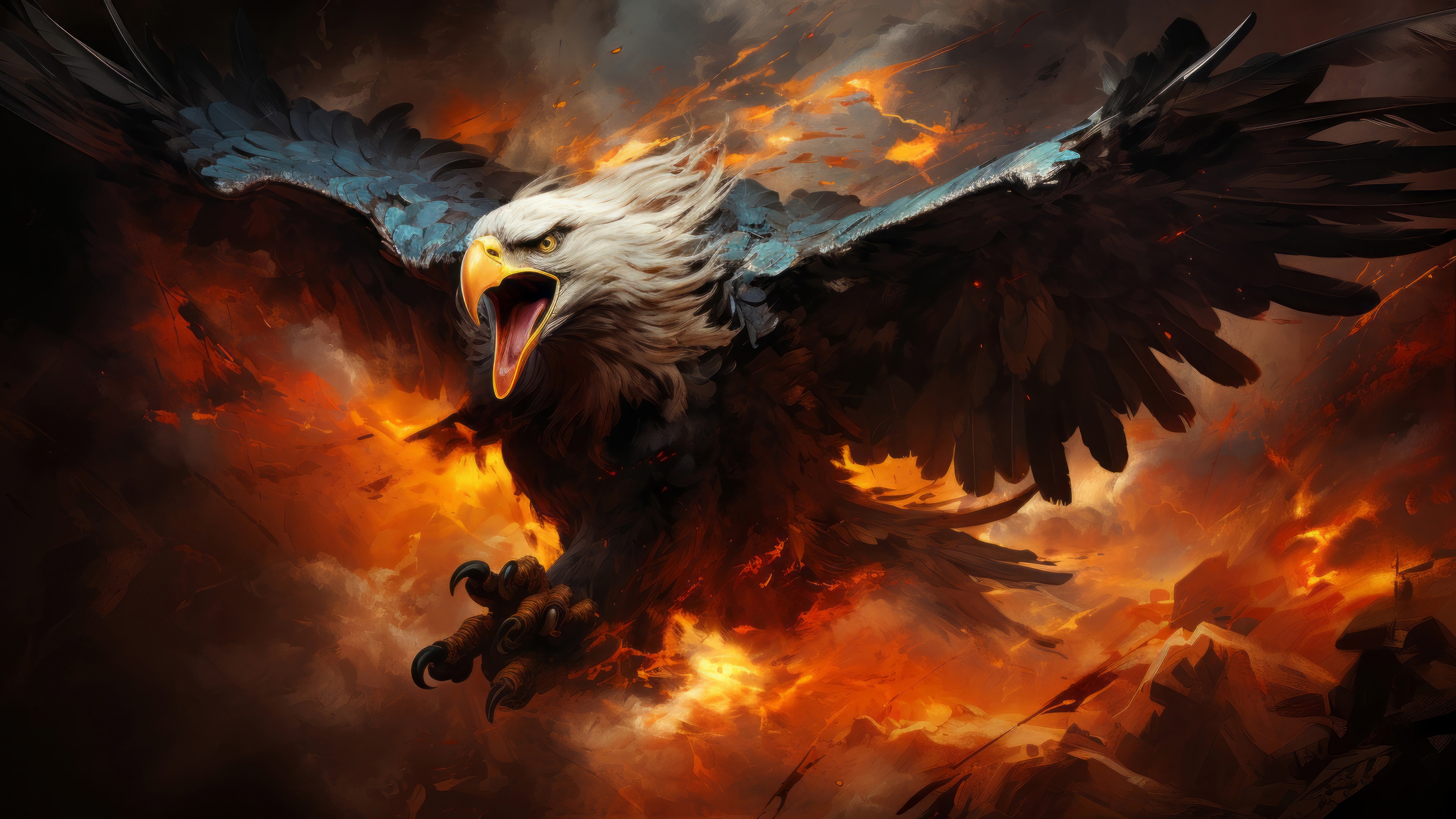 Eagle in Flames HD Wallpaper
