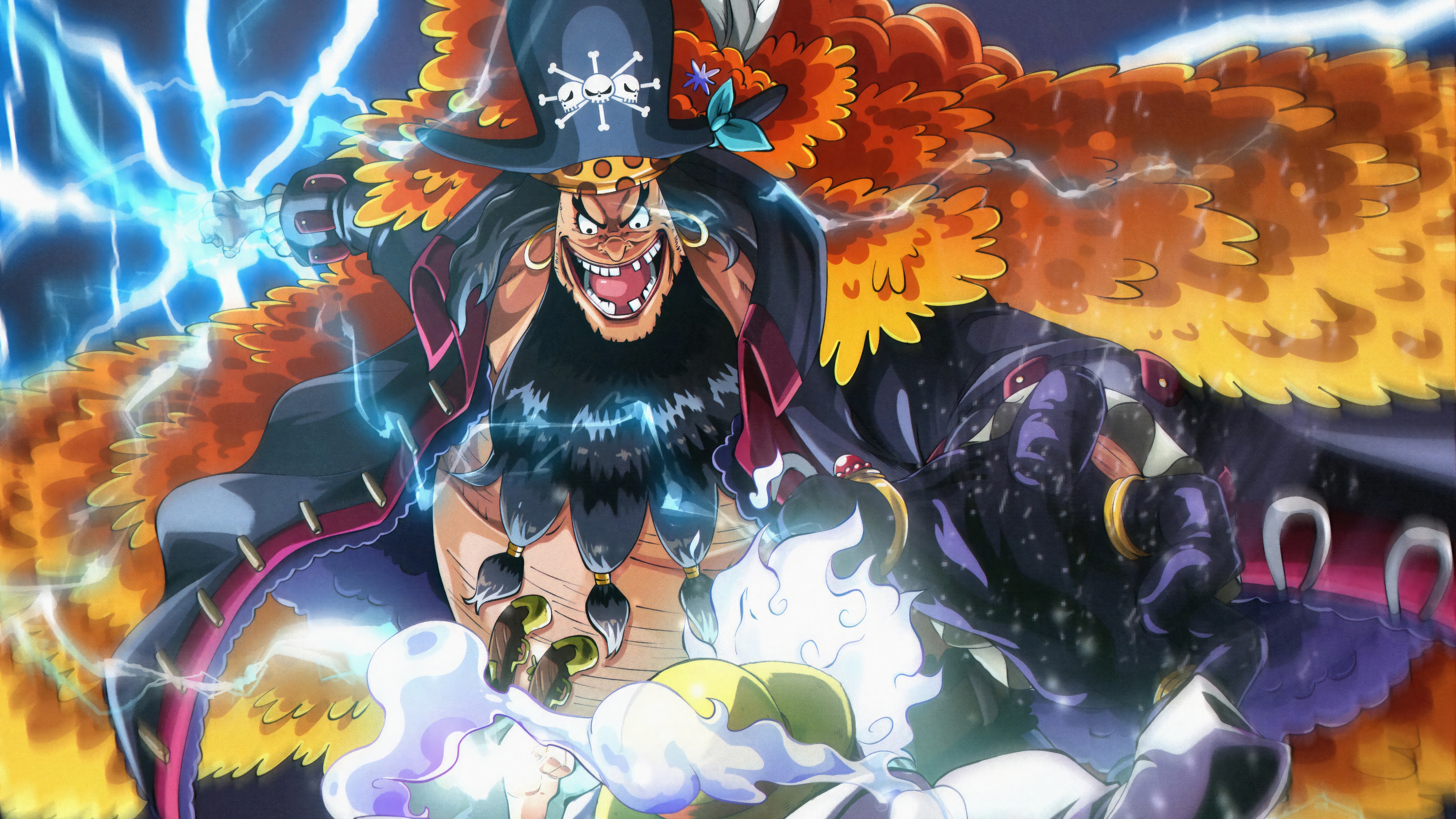 Blackbeard using lightning powers in One Piece 4K HD Wallpaper