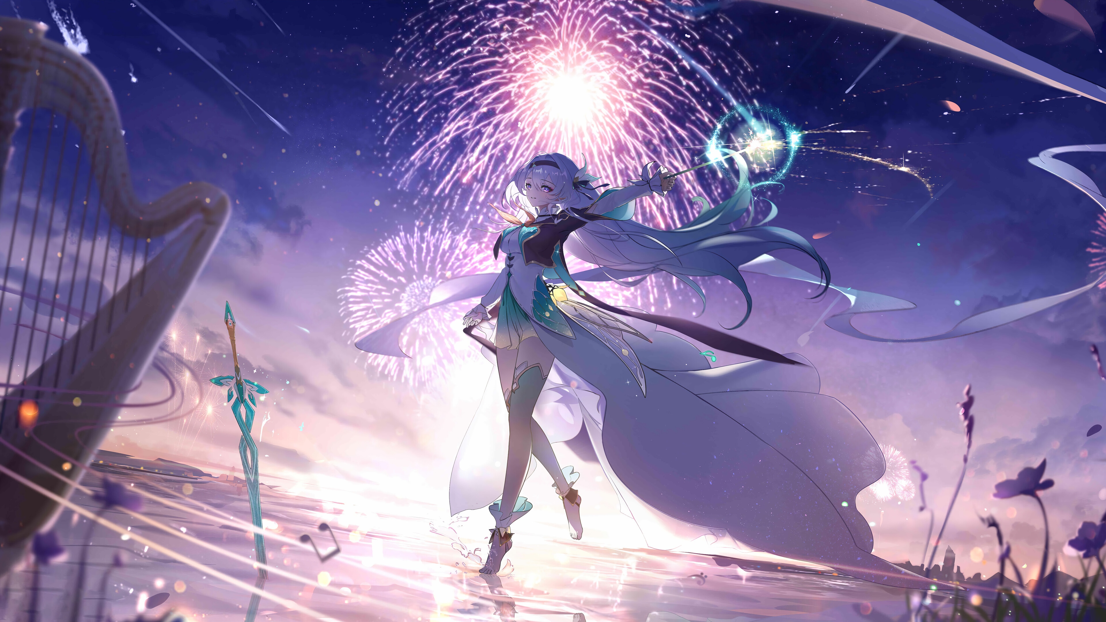 Firefly in Honkai: Star Rail with Fireworks HD Wallpaper