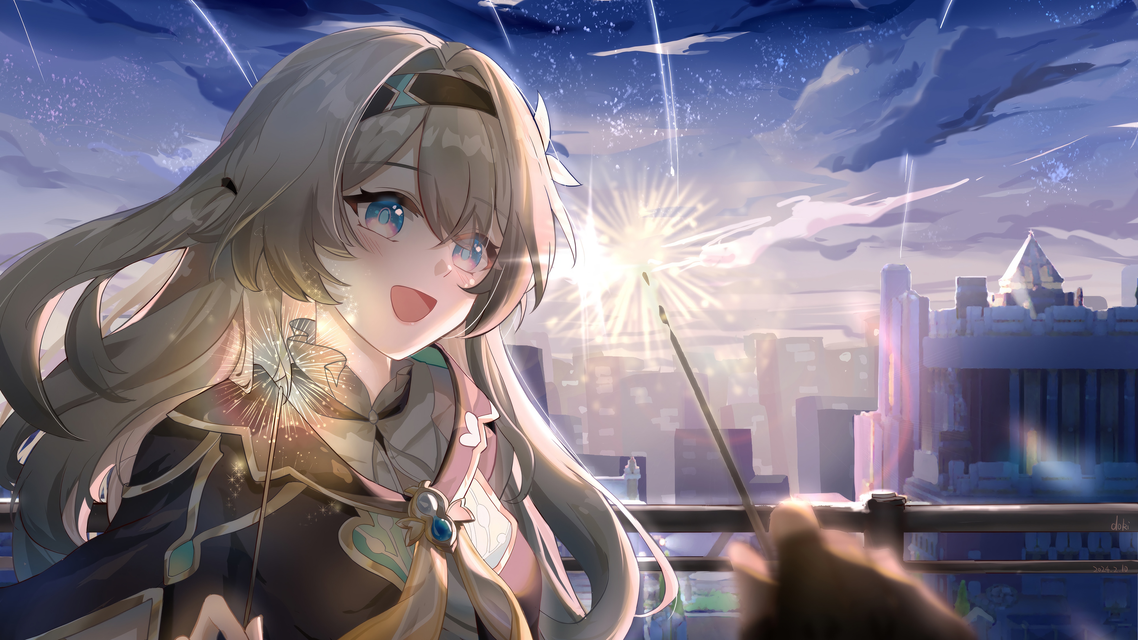Firefly holding a sparkler in Honkai: Star Rail 4K HD Wallpaper