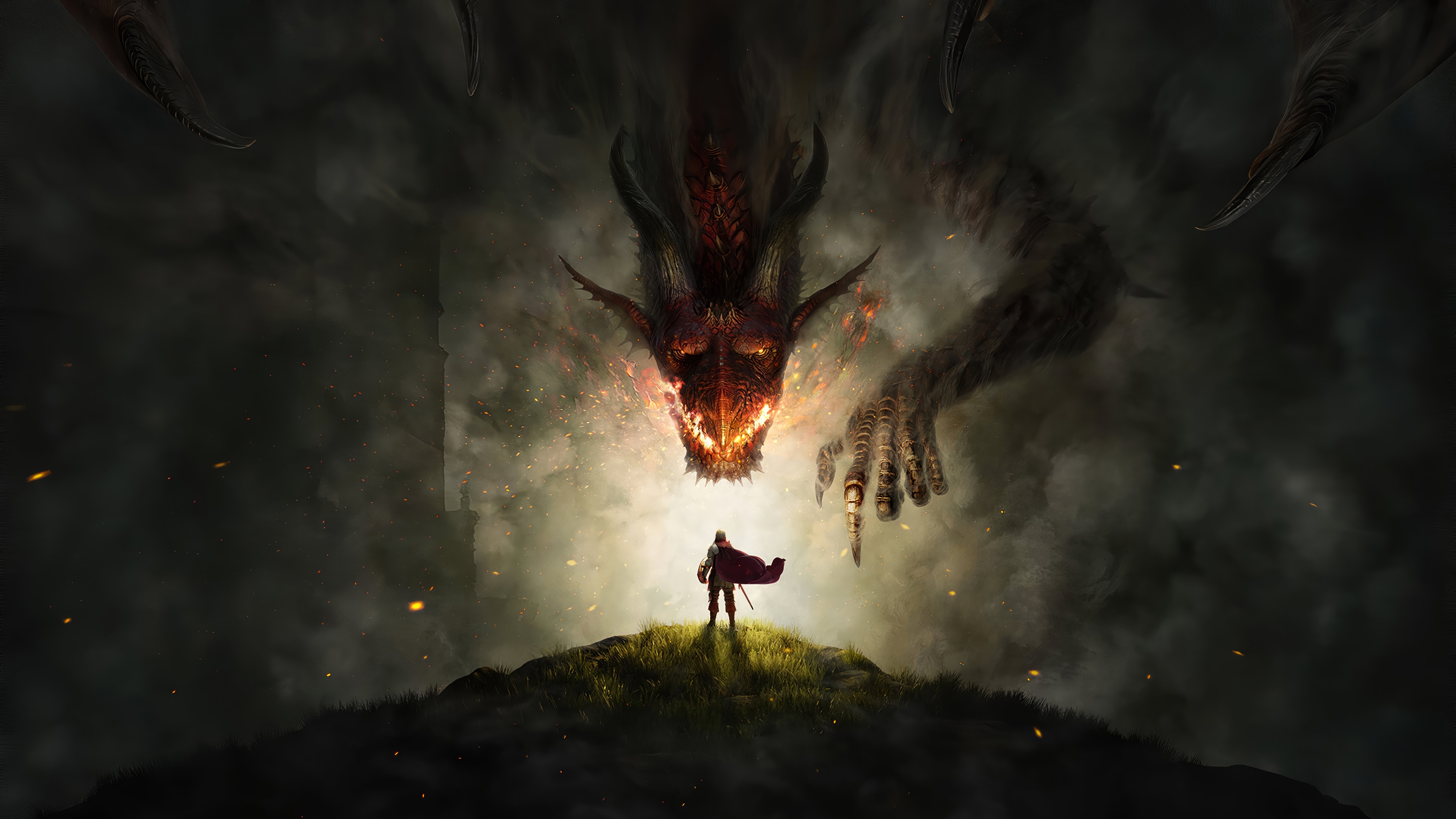 Dragon and Knight in 4K HD Wallpaper
