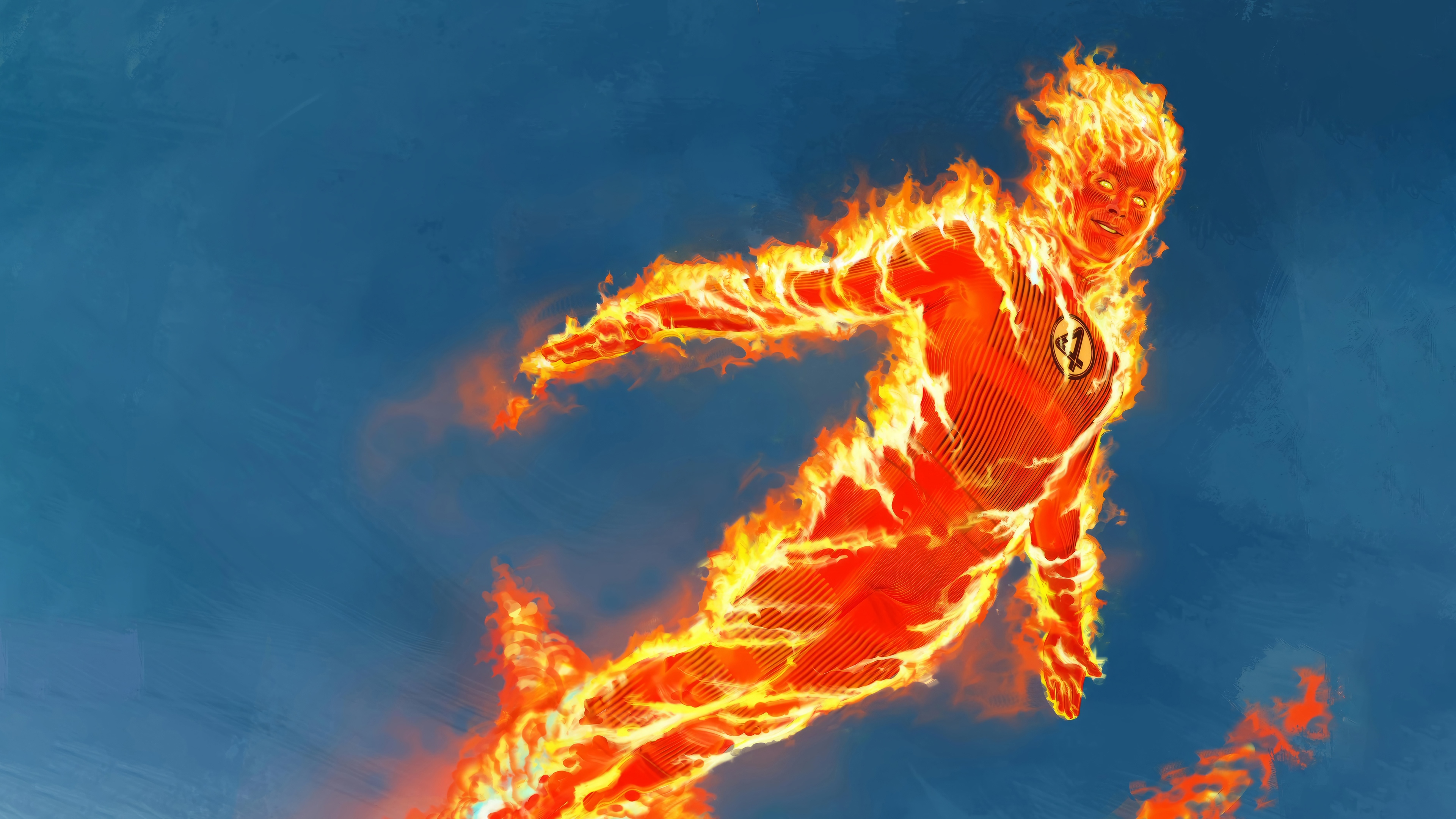 Human Torch from The Fantastic Four in 4K HD Wallpaper