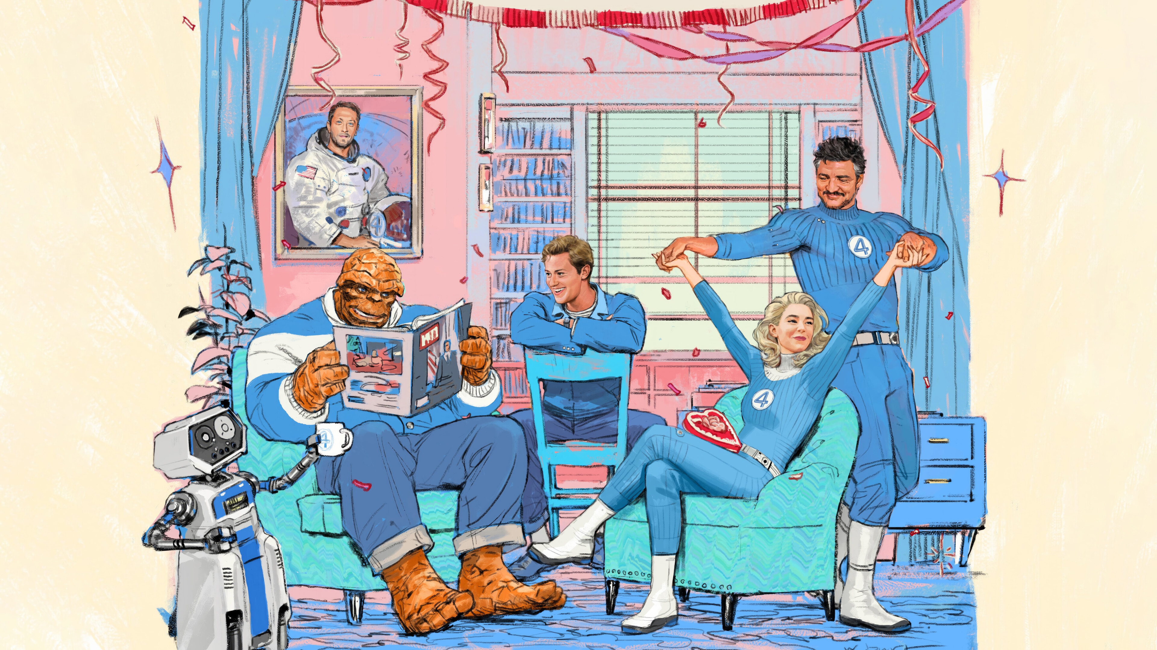 The Fantastic Four in a Living Room HD Wallpaper