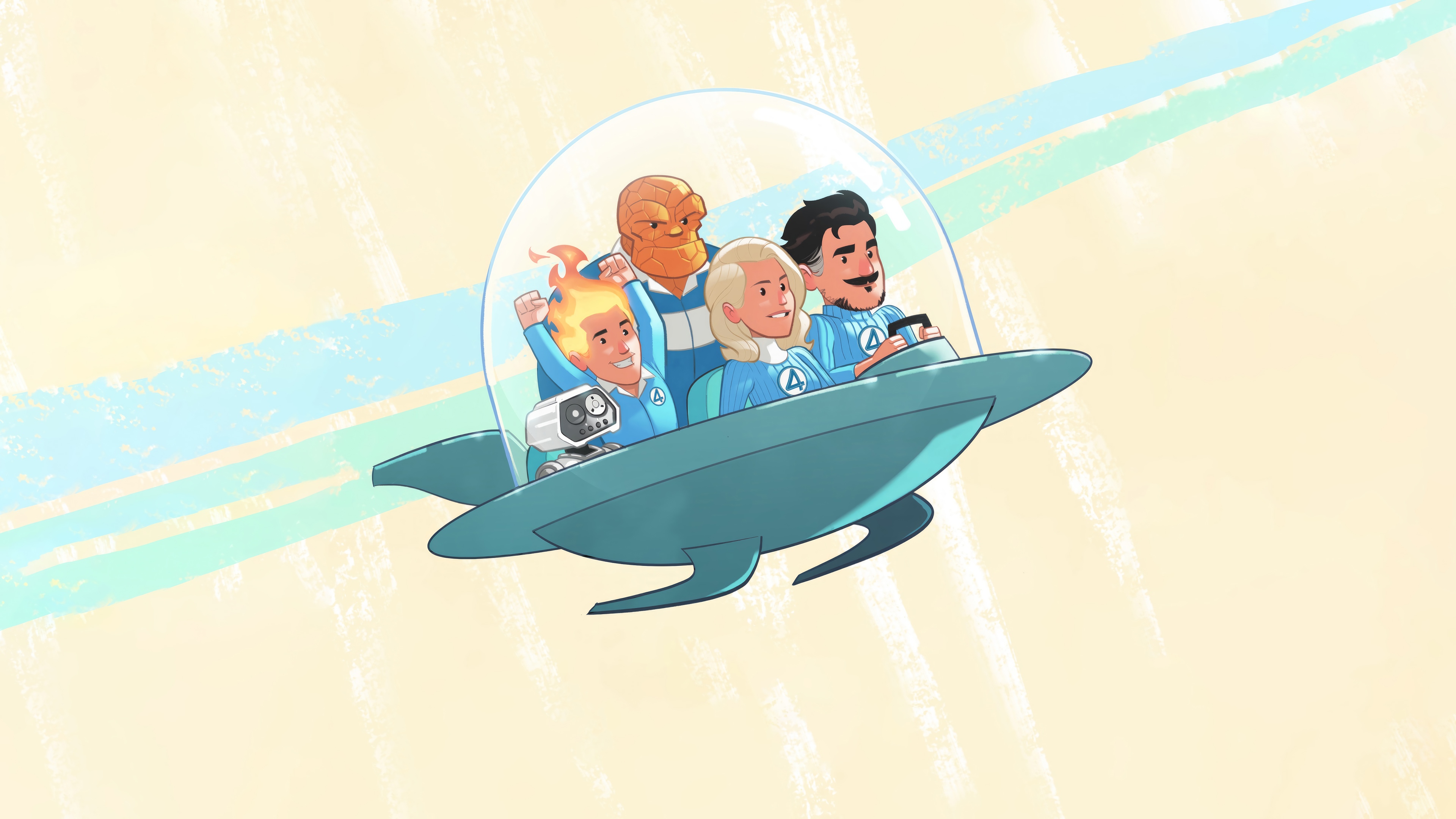 The Fantastic Four in a Spaceship HD Wallpaper