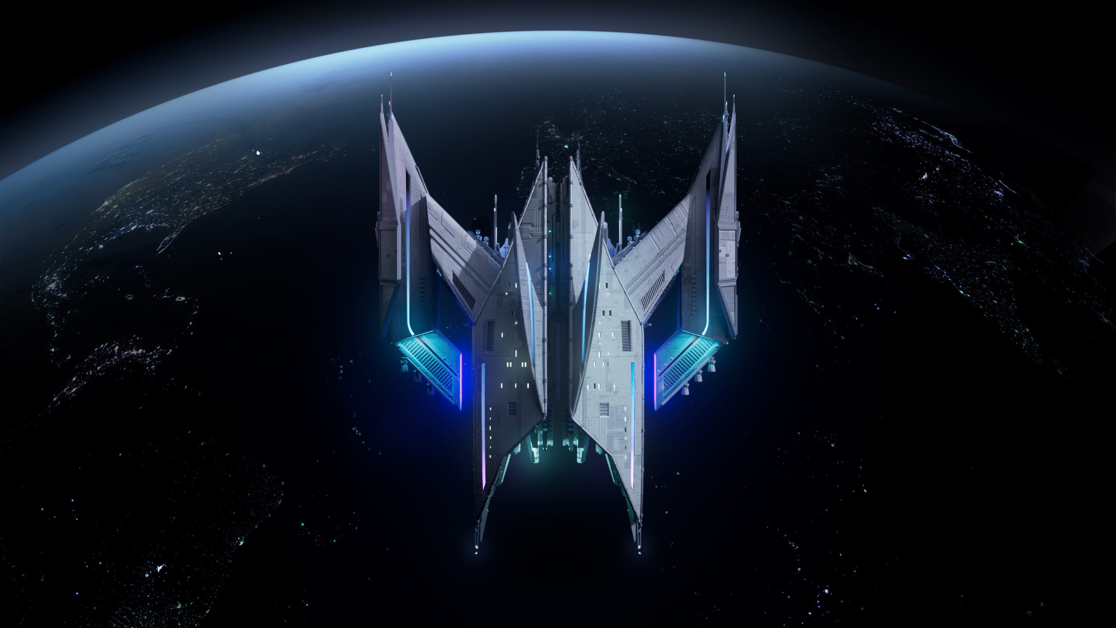 Acer Predator spaceship above Earth HD Wallpaper