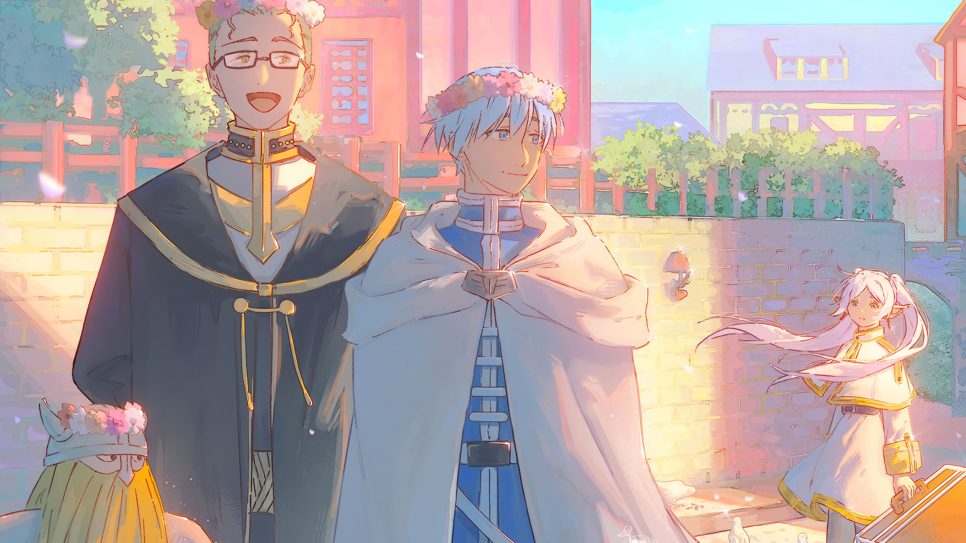 Frieren, Himmel, Heiter, and Eisen in Anime Style HD Wallpaper