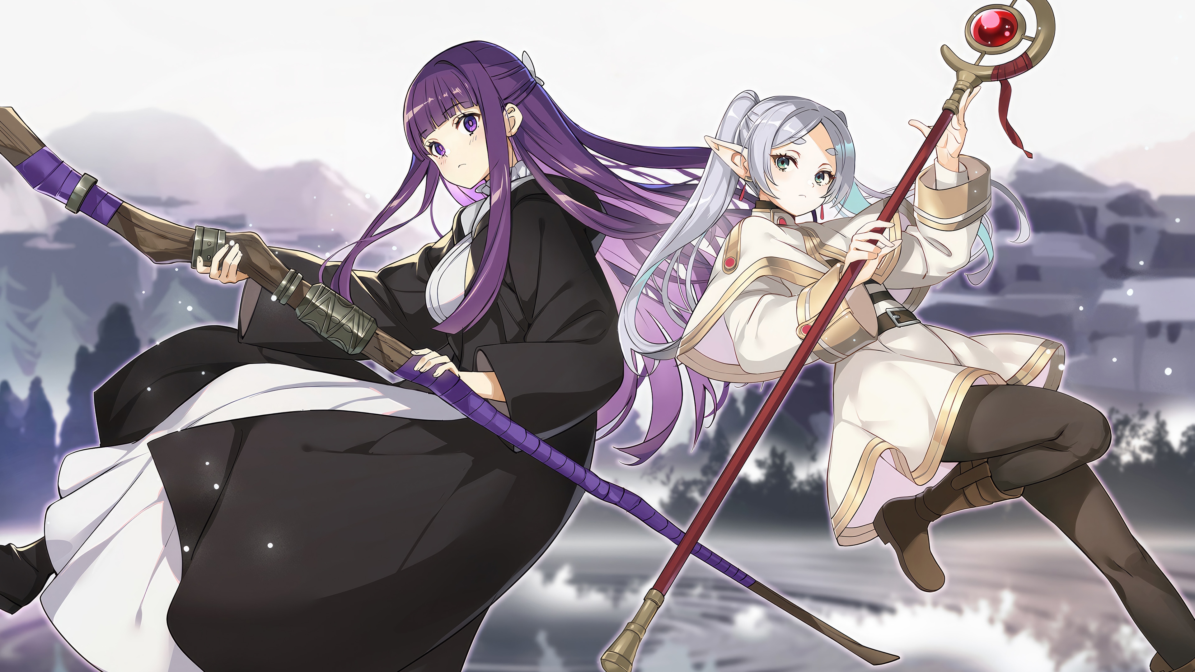 Frieren and Fern from Sousou no Frieren HD Wallpaper