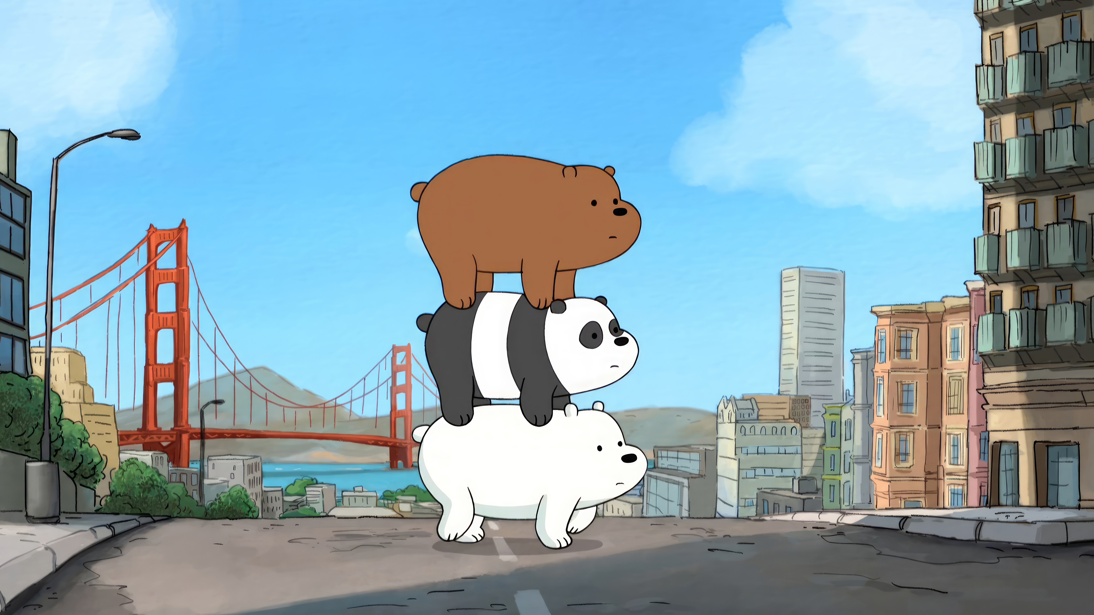 We Bare Bears Stacked in San Francisco HD Wallpaper