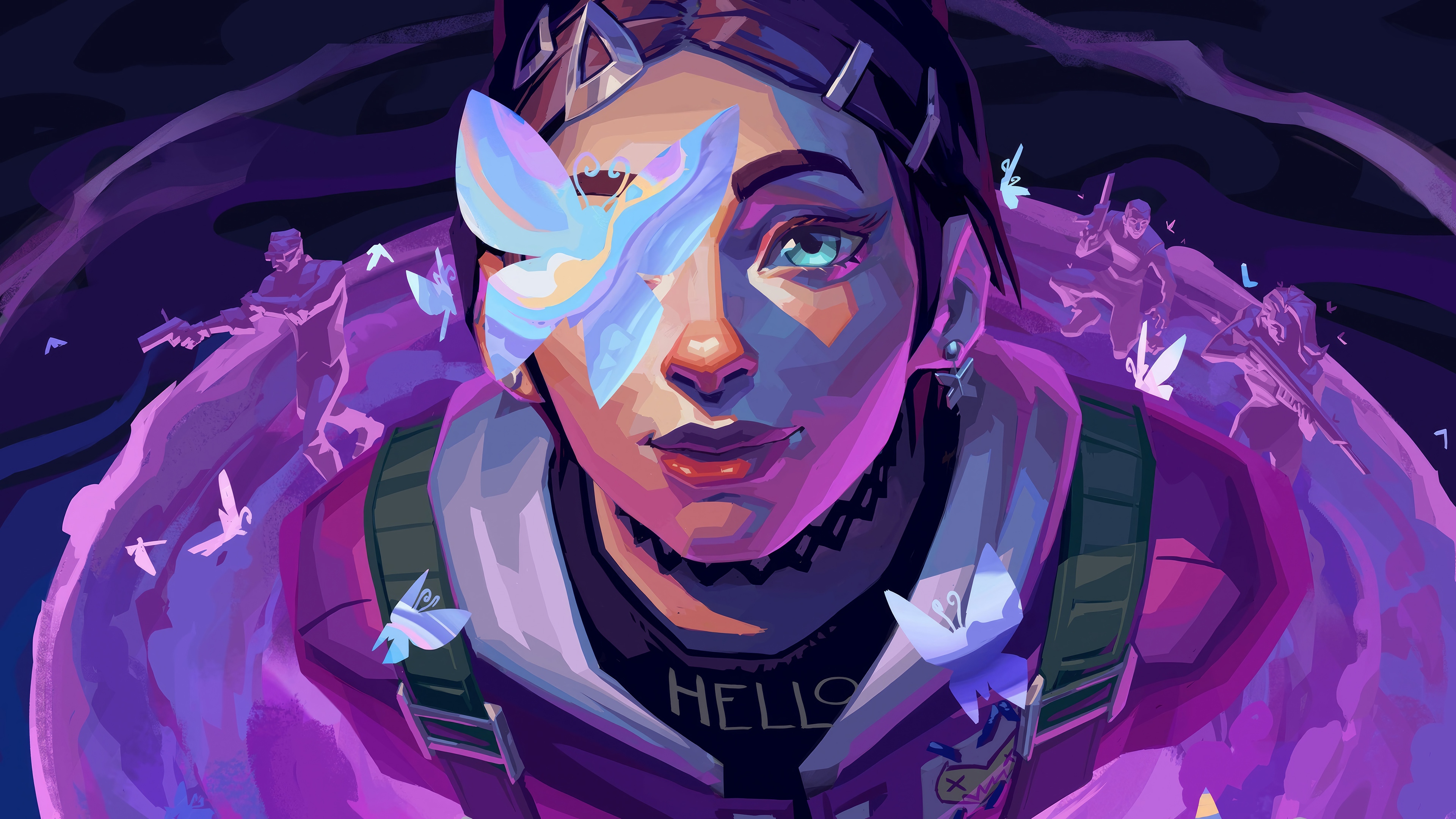 Clove from Valorant with Butterflies HD Wallpaper