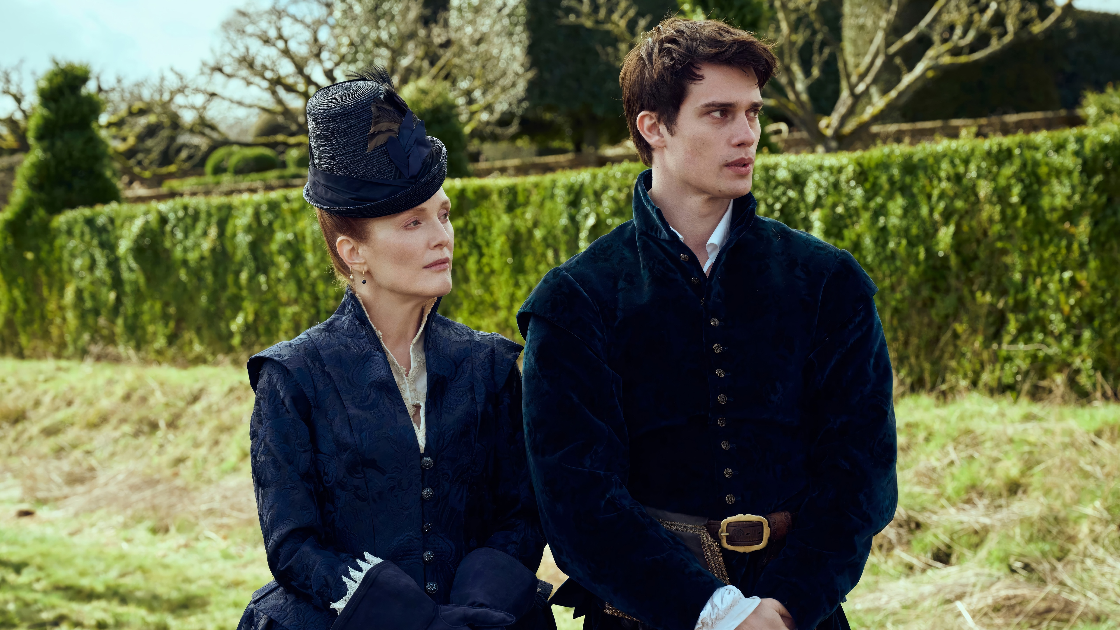 Julianne Moore and Nicholas Galitzine in Mary & George 4K HD Wallpaper