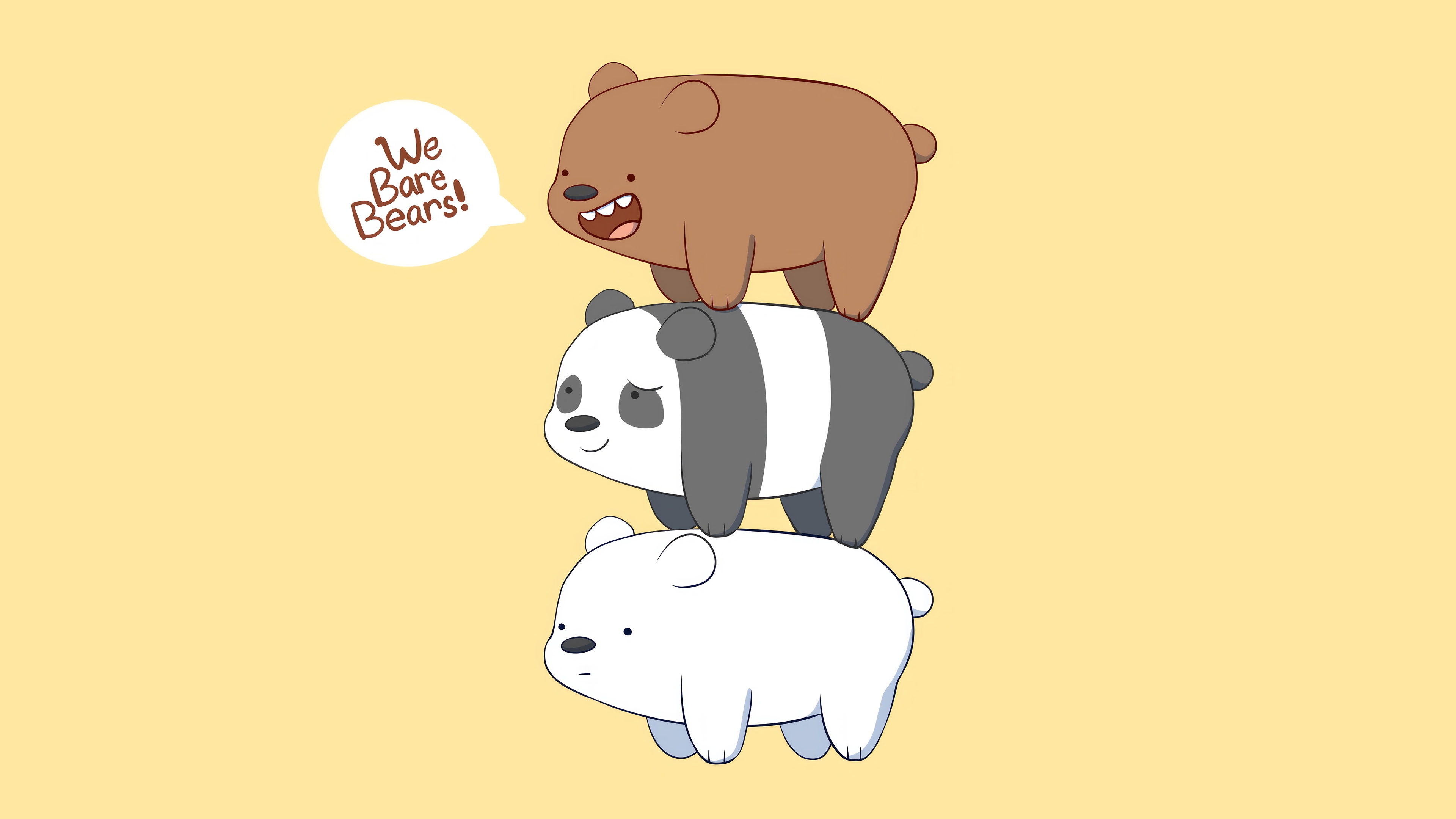 We Bare Bears stacked on a yellow background HD Wallpaper