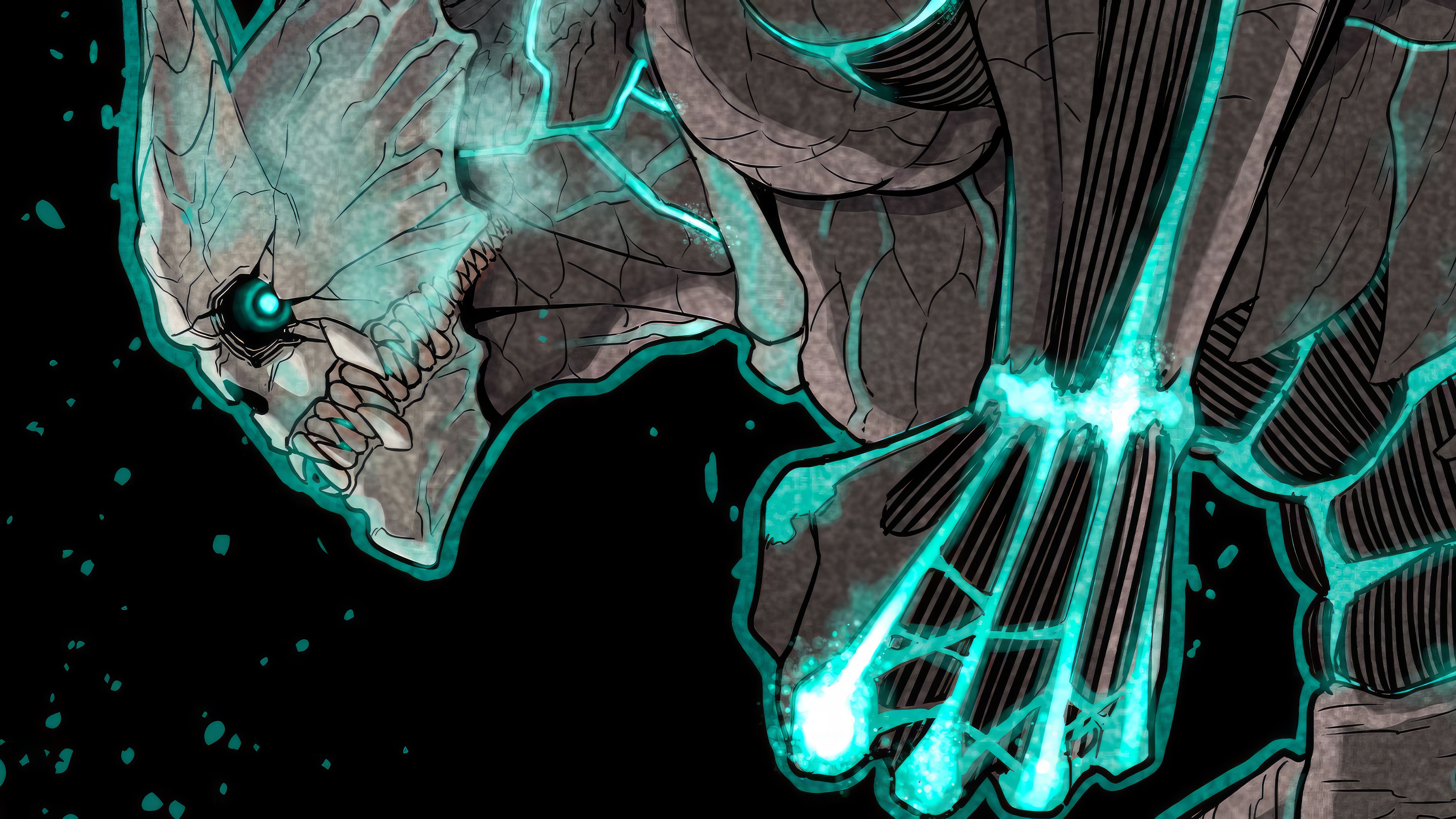 Kaiju No. 8 Monster with Glowing Blue Veins HD Wallpaper