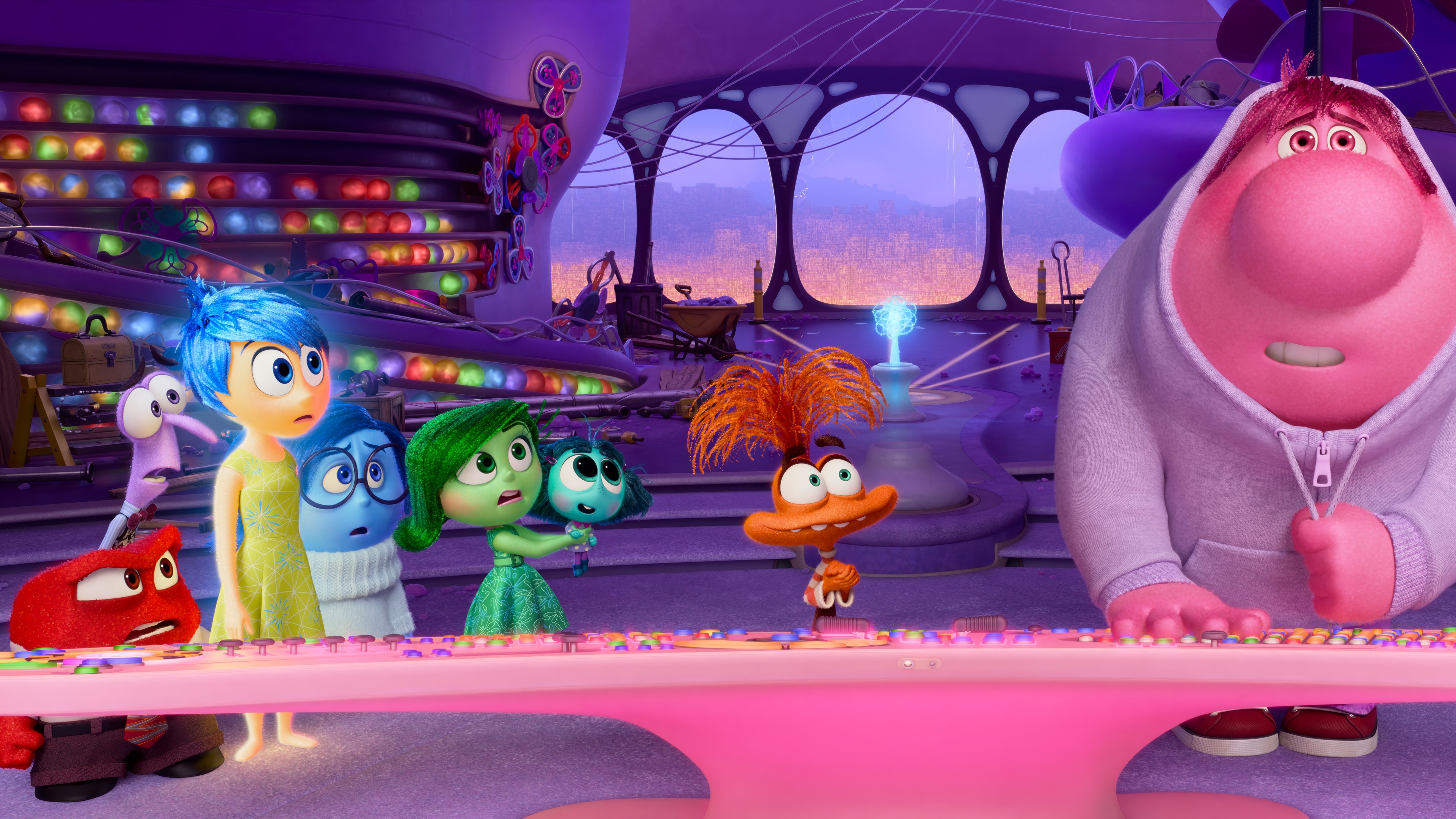 Inside Out 2 Characters in Control Room HD Wallpaper