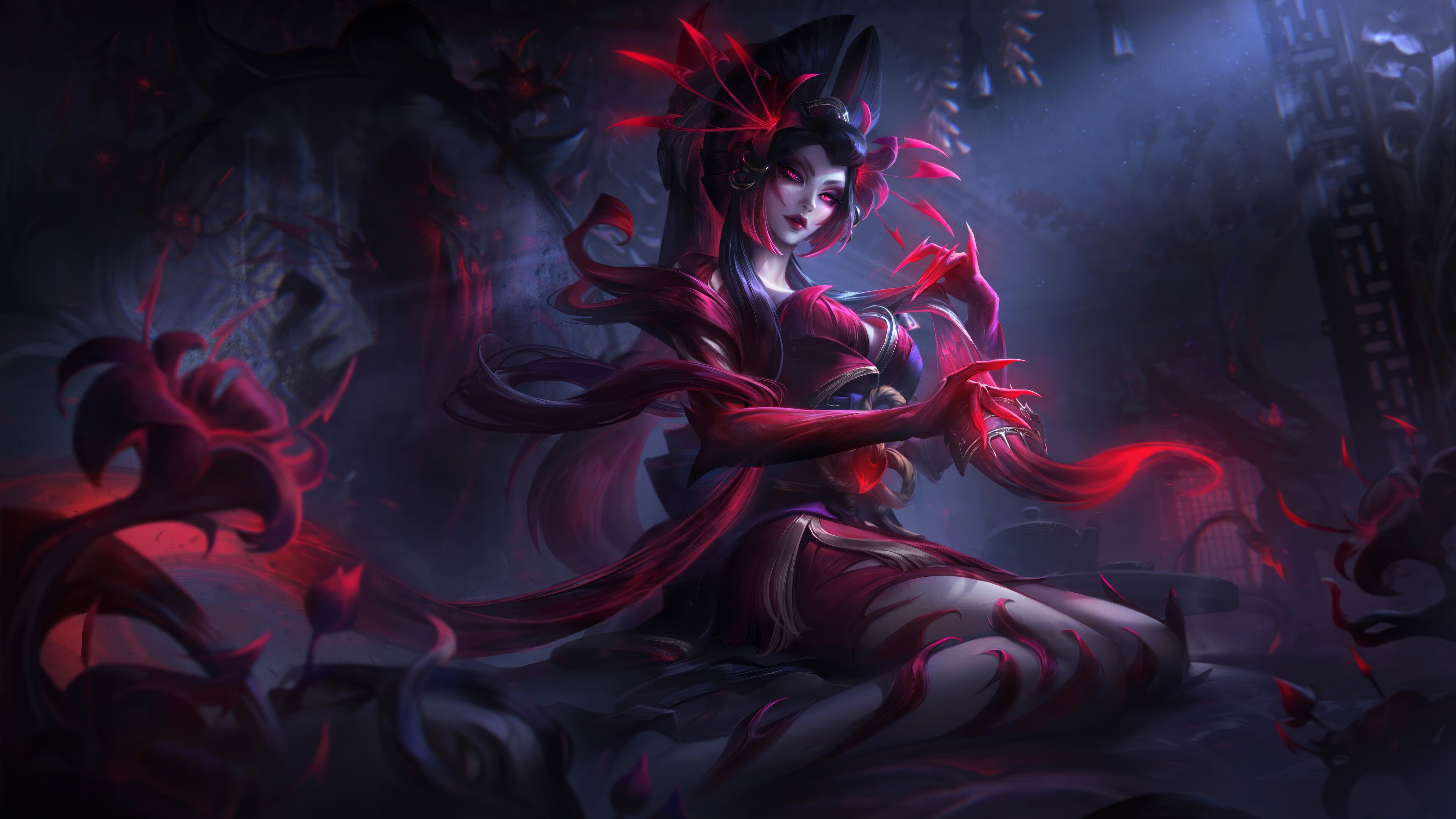 Blood Moon Zyra Splash Art 4K HD Wallpaper