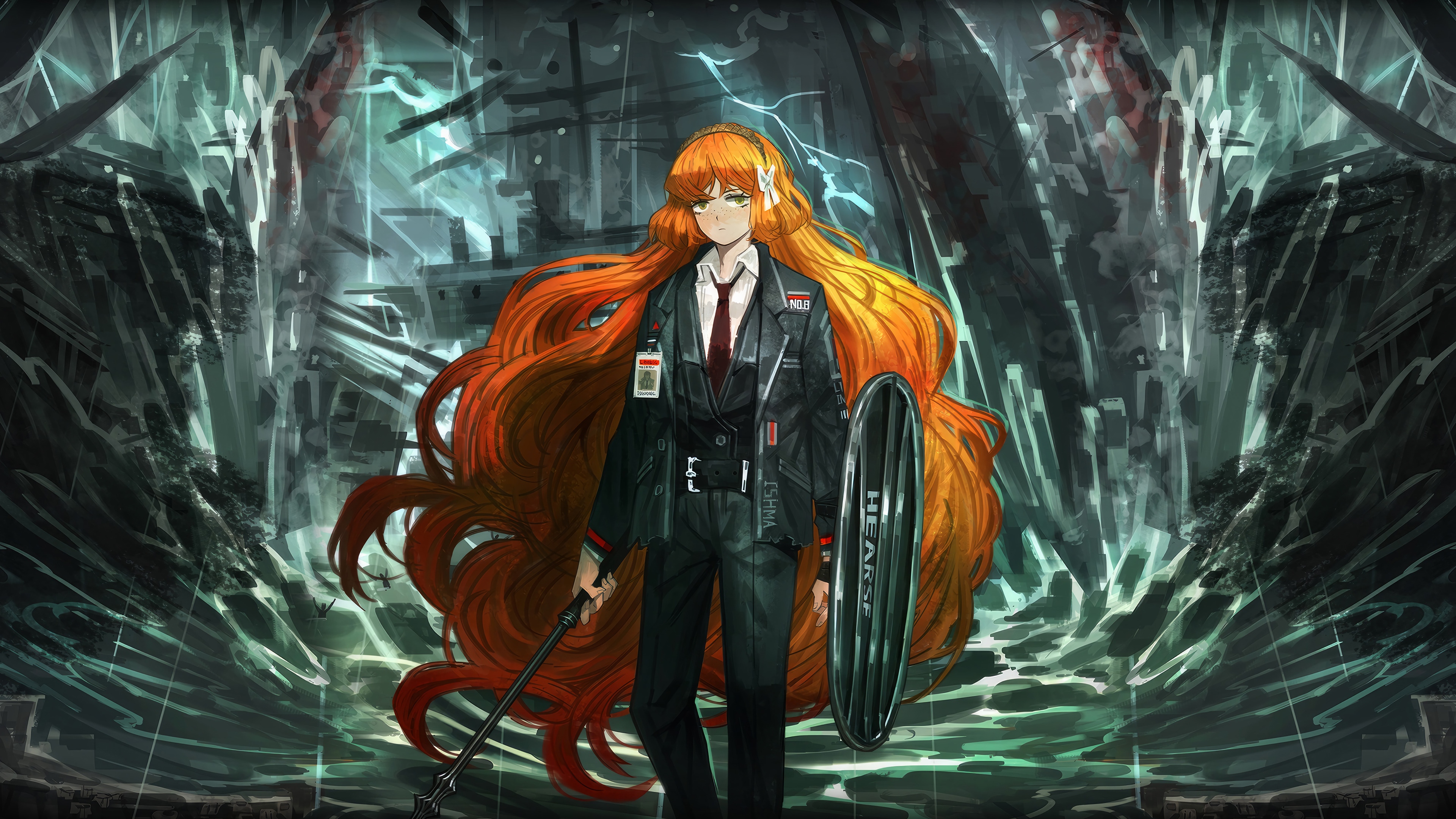 Limbus Company character with orange hair and suit HD Wallpaper