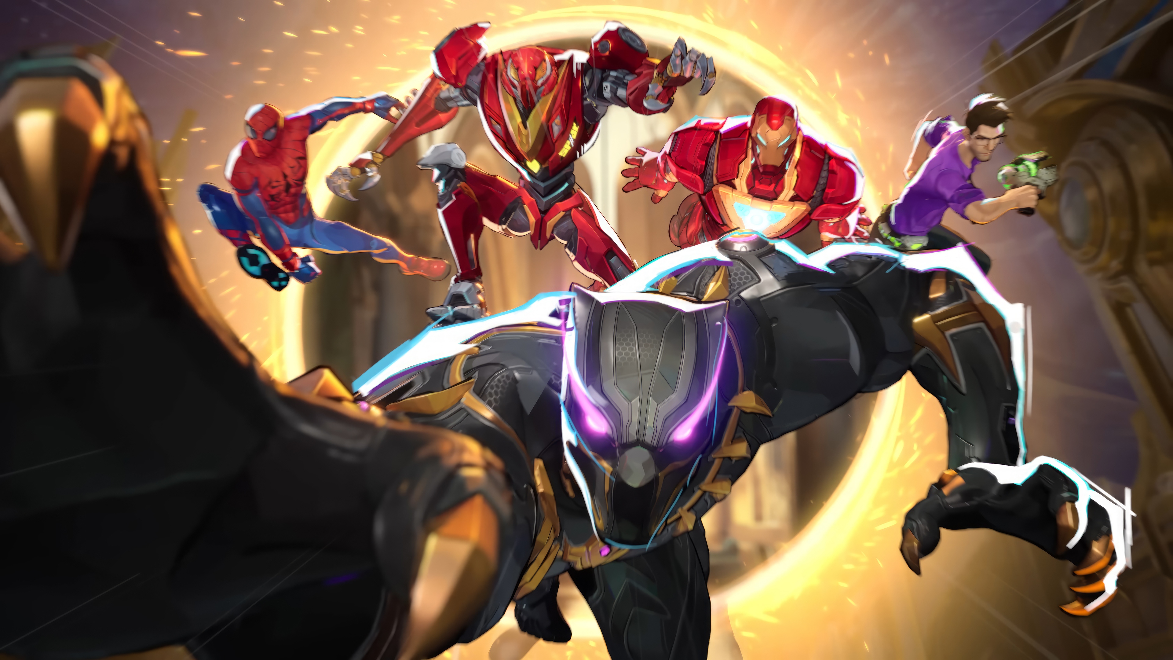 Marvel Rivals: Black Panther, Spider-Man, Iron Man, Bruce Banner HD Wallpaper