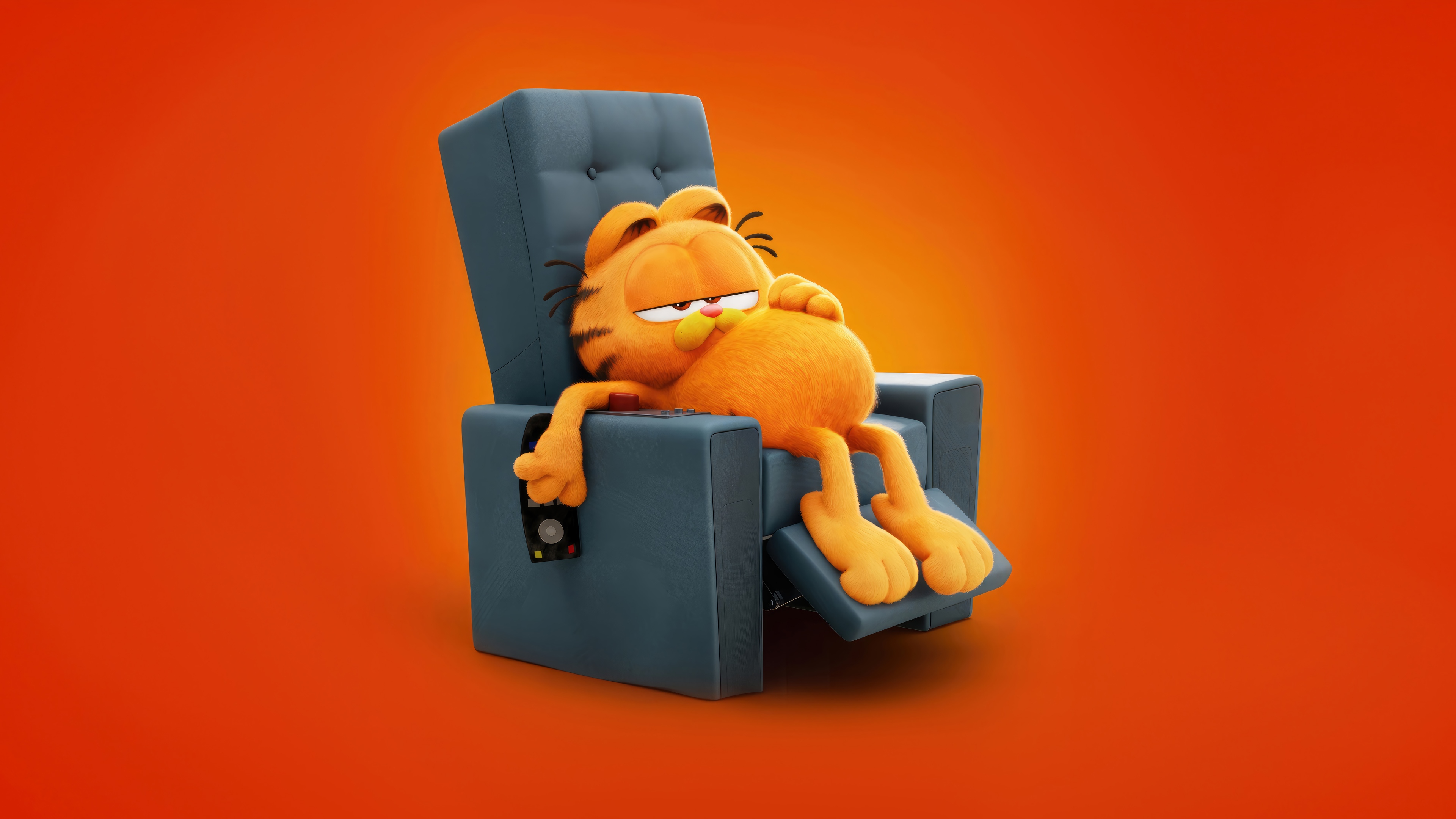 Garfield in a recliner chair 4K HD Wallpaper