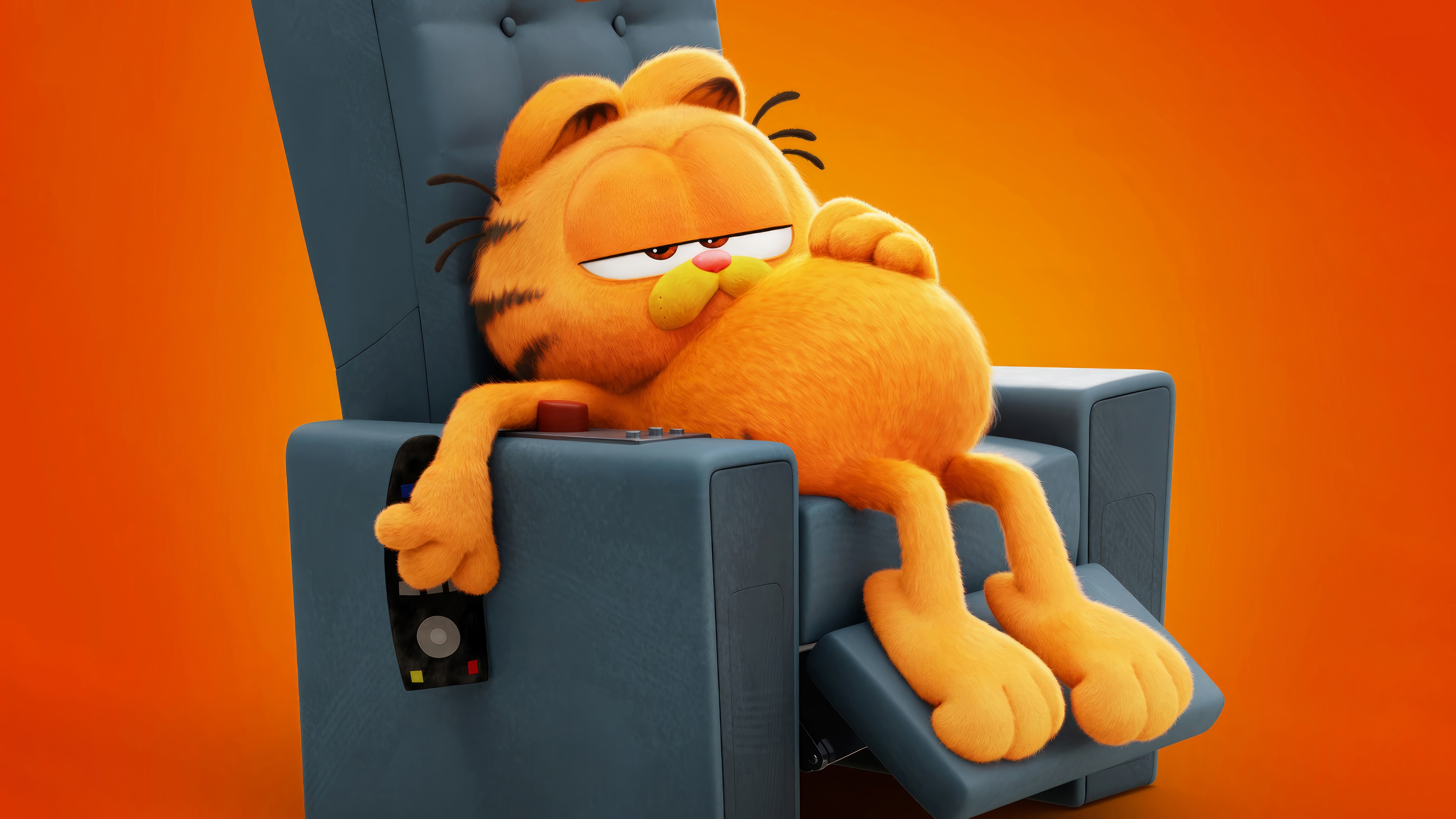 Garfield relaxing in a recliner HD Wallpaper