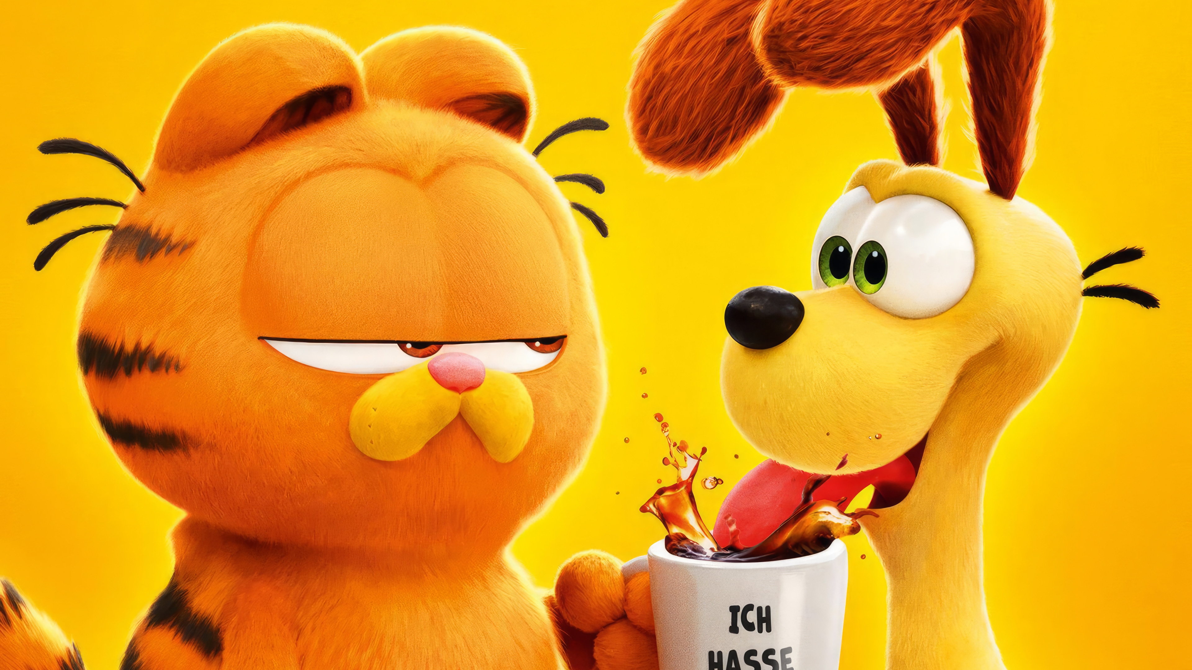 Garfield and Odie with Coffee 4K HD Wallpaper