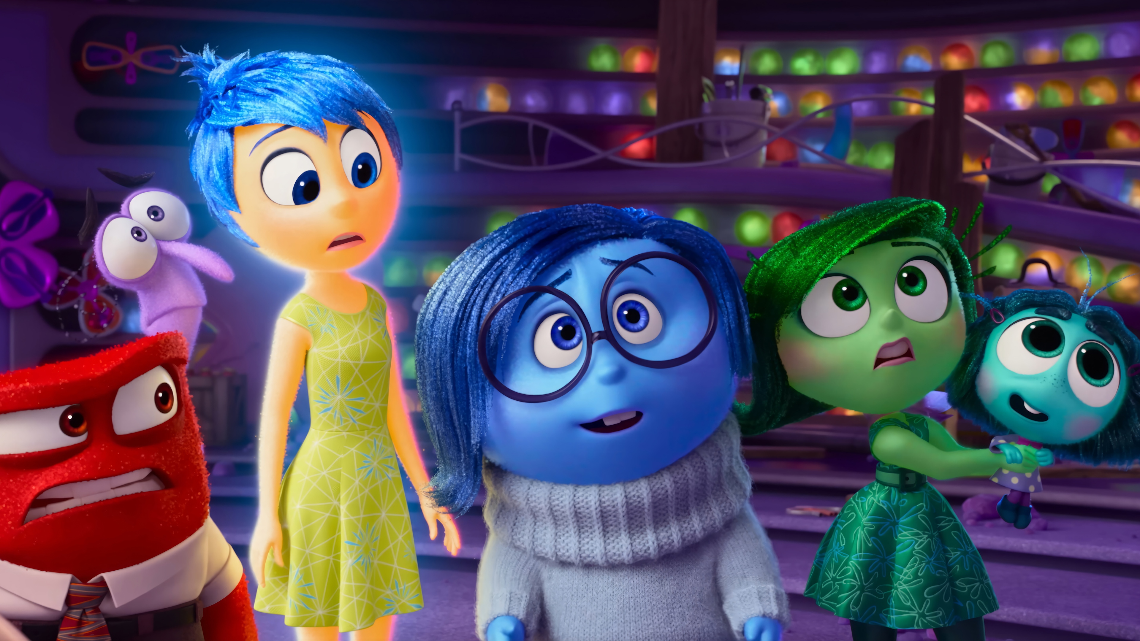 Inside Out 2 Characters: Joy, Sadness, Disgust, Anger, Fear HD Wallpaper