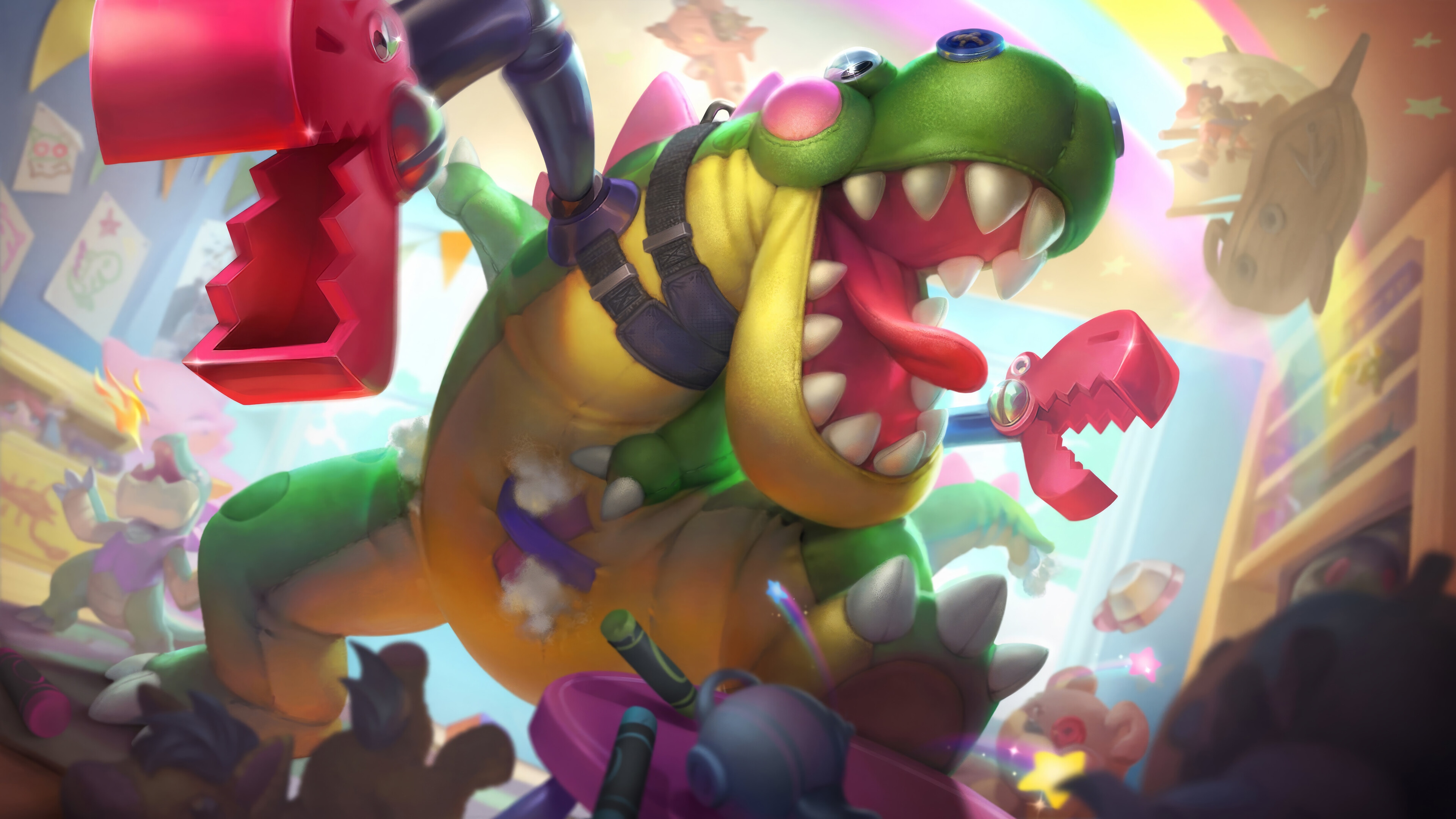 League of Legends Toy Dinosaur Splash Art 4K HD Wallpaper