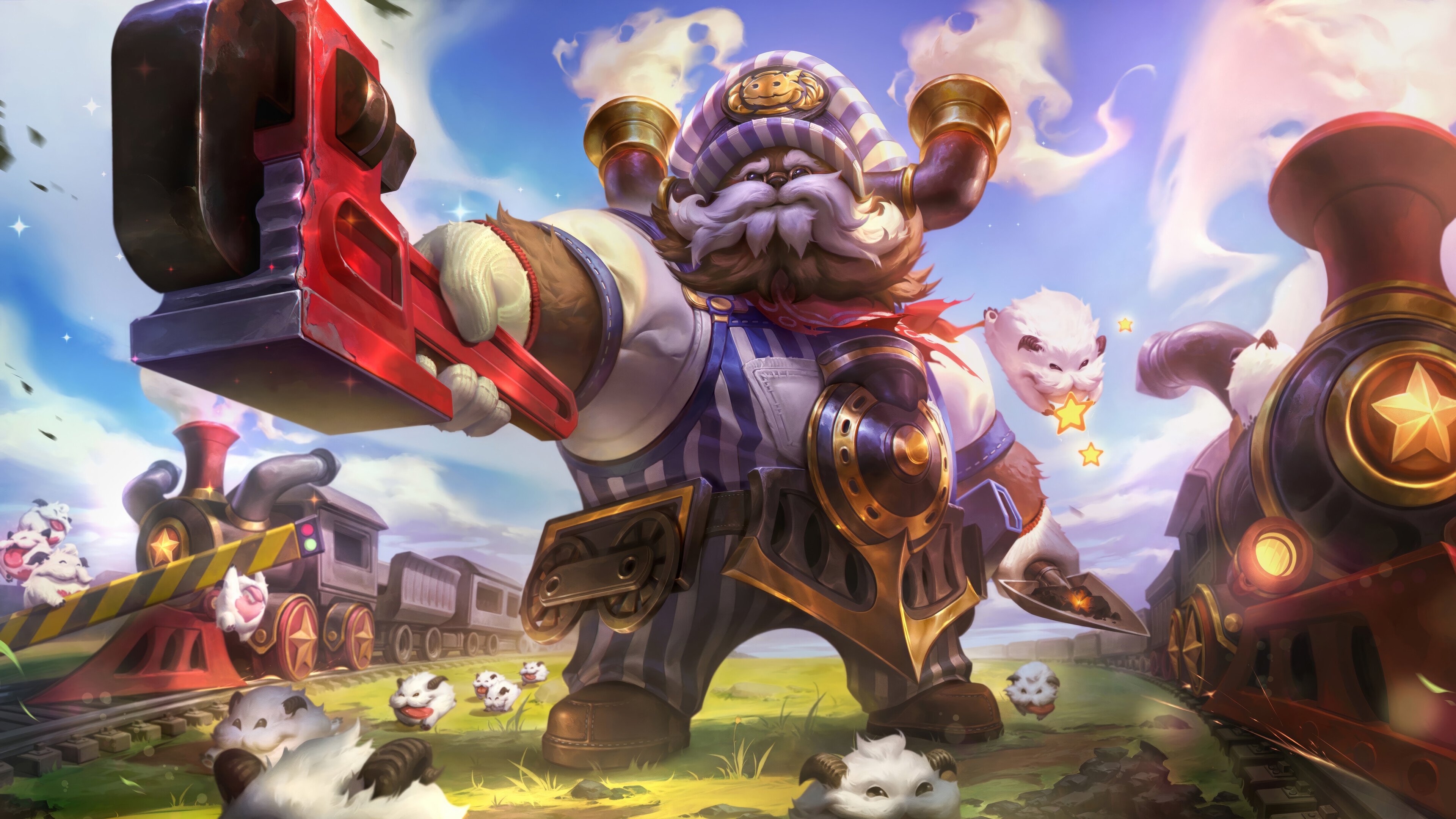Ornn as a train conductor in League of Legends 4K HD Wallpaper