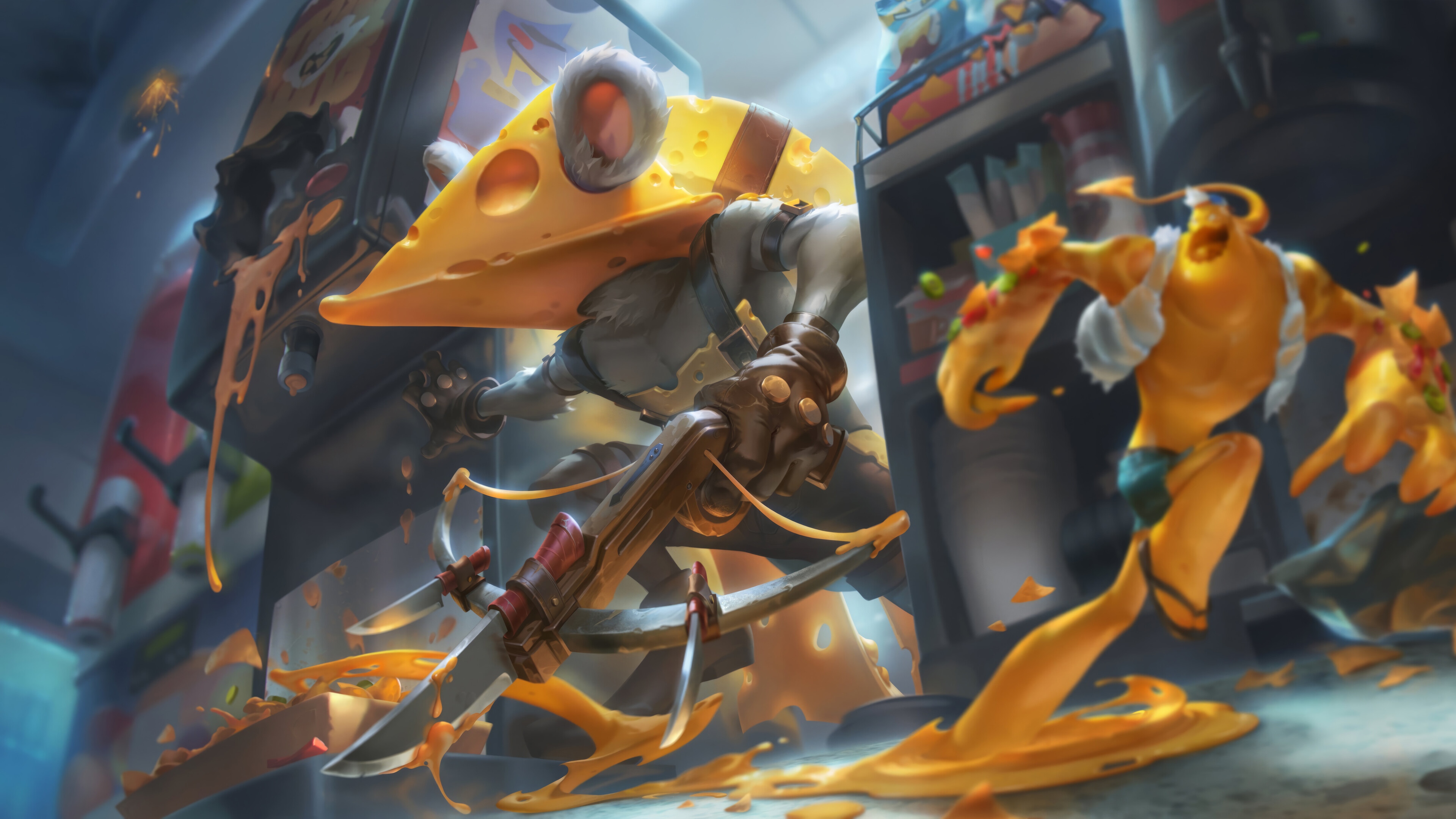 League of Legends Twitch in a cheese costume HD Wallpaper