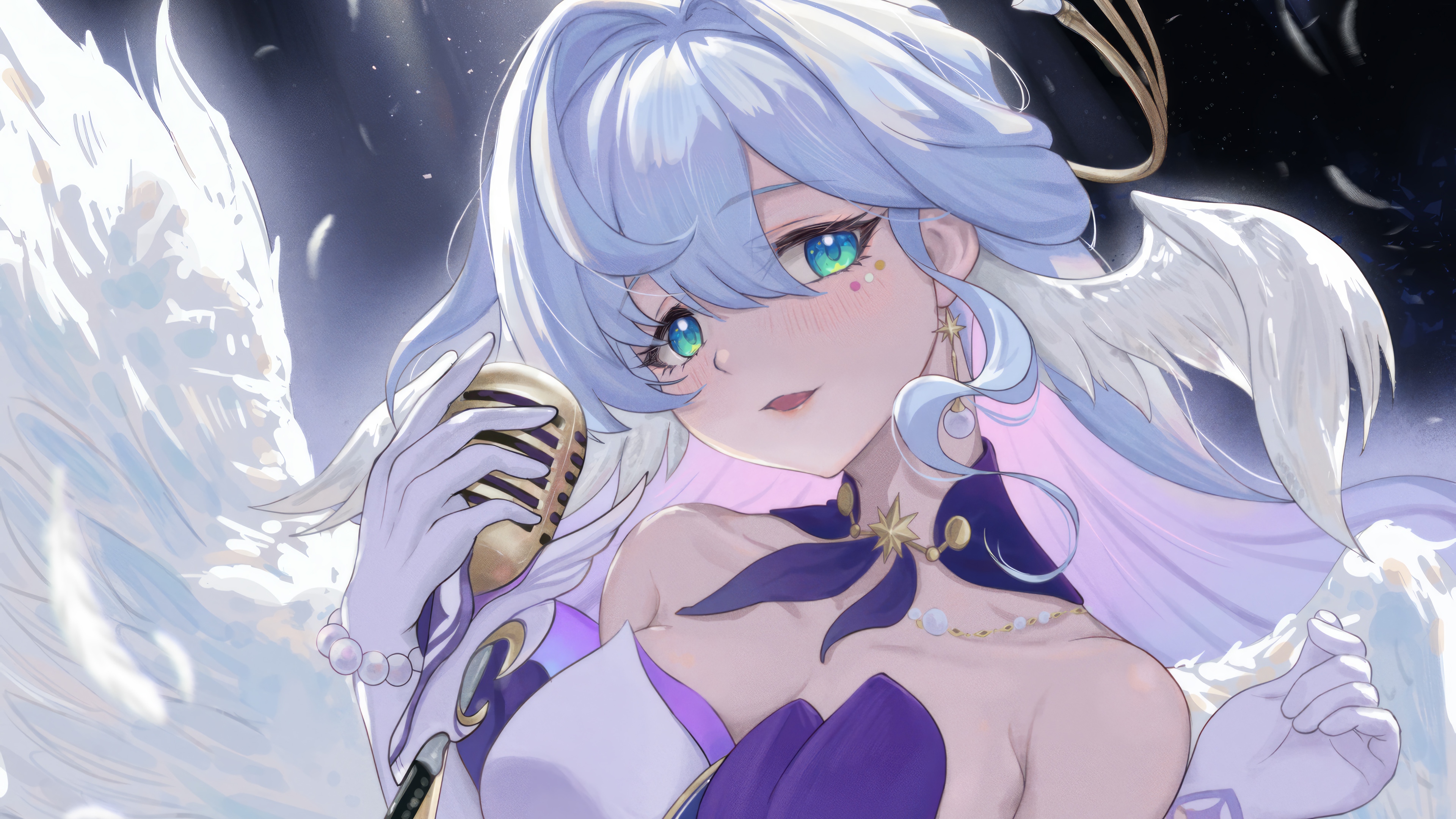 Robin from Honkai: Star Rail singing into a microphone HD Wallpaper