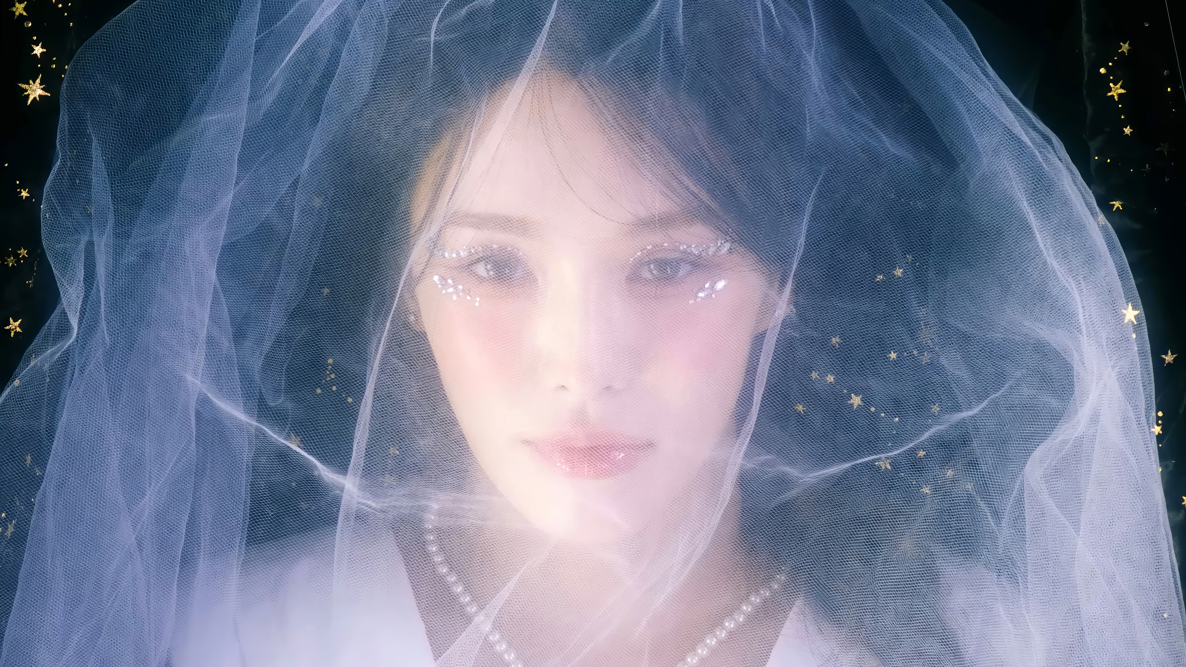 Wendy from Red Velvet under a veil with stars HD Wallpaper
