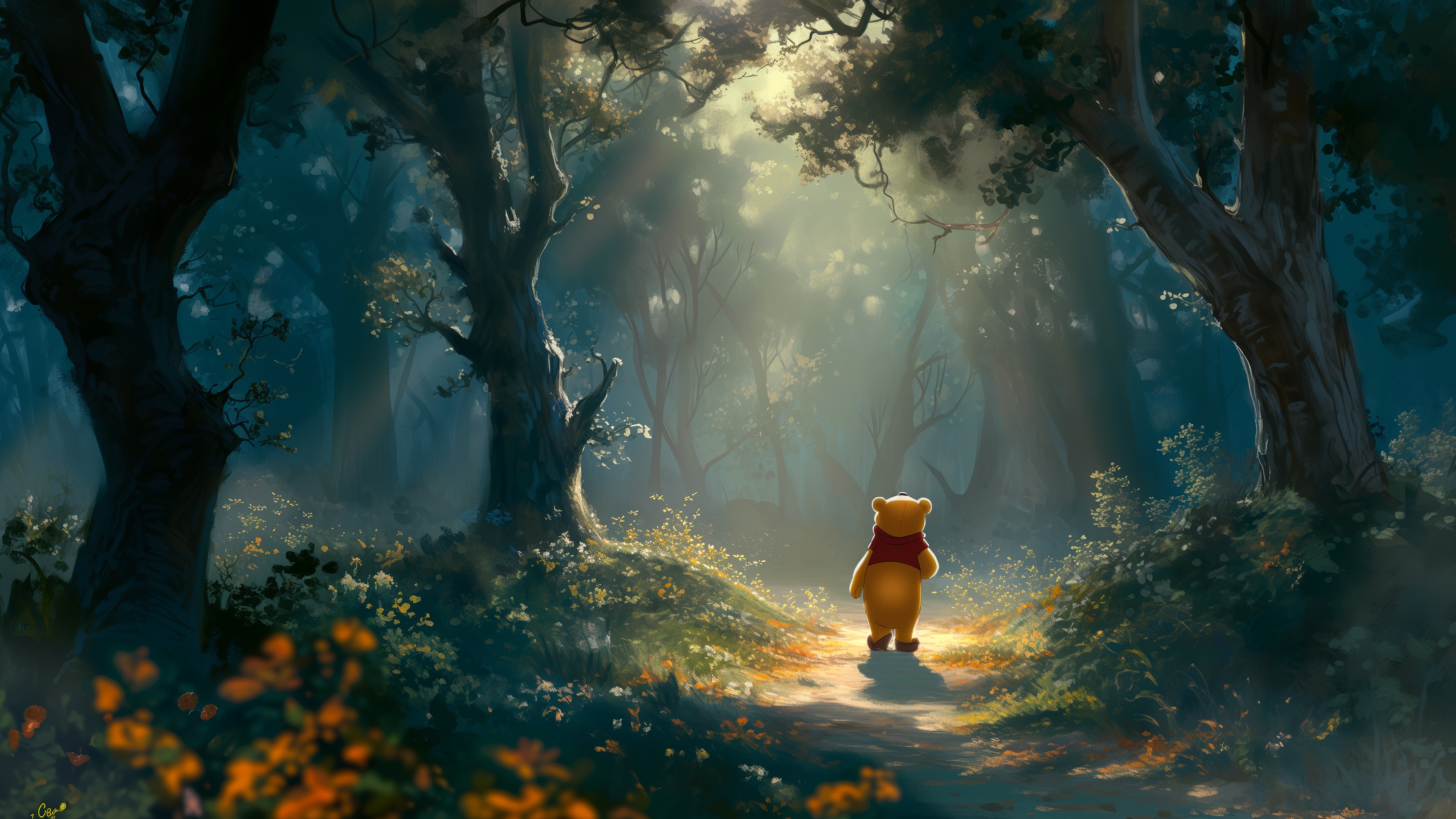 Winnie the Pooh in a 4K Forest HD Wallpaper