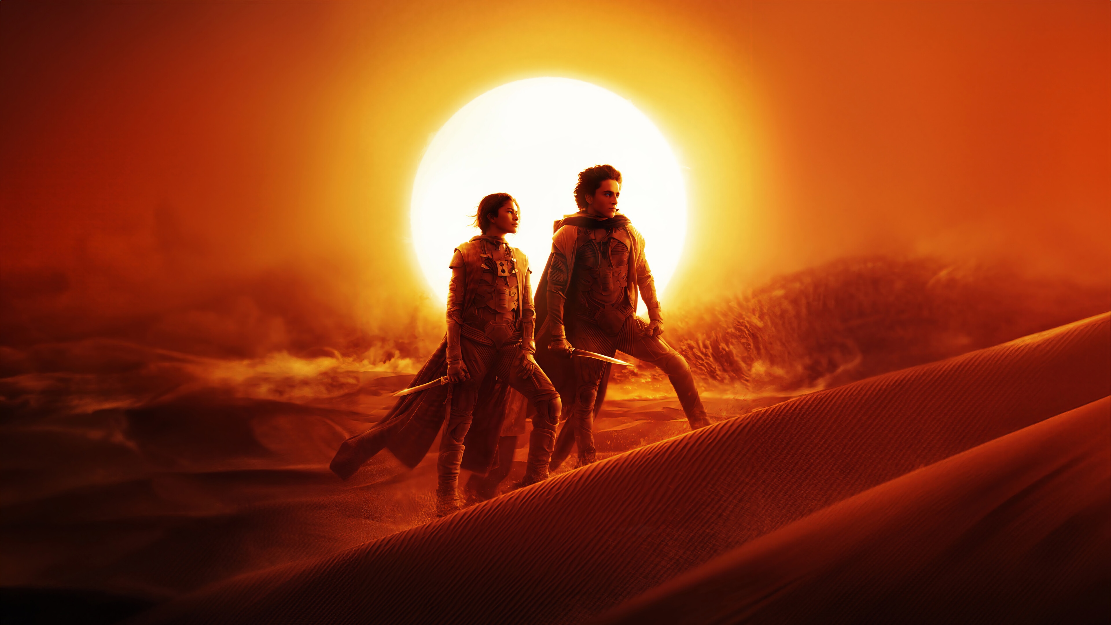 Dune: Part 2 4K Movie Poster with Zendaya and Timothee Chalamet HD Wallpaper