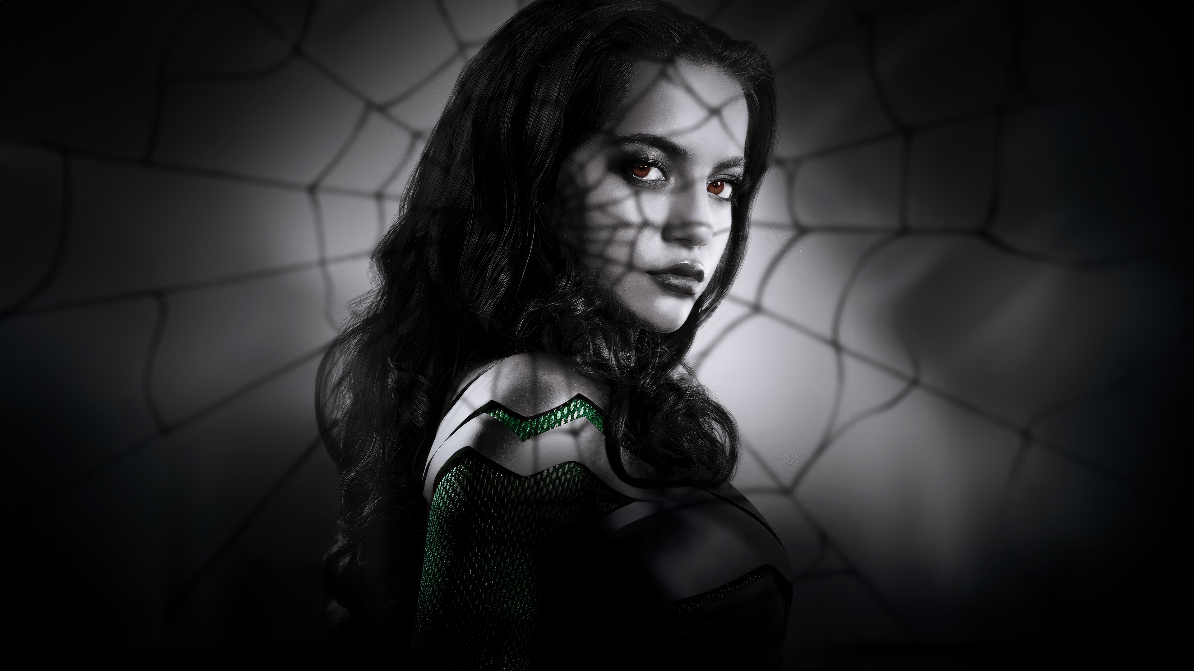 Madame Web with Spider Web Shadow HD Wallpaper