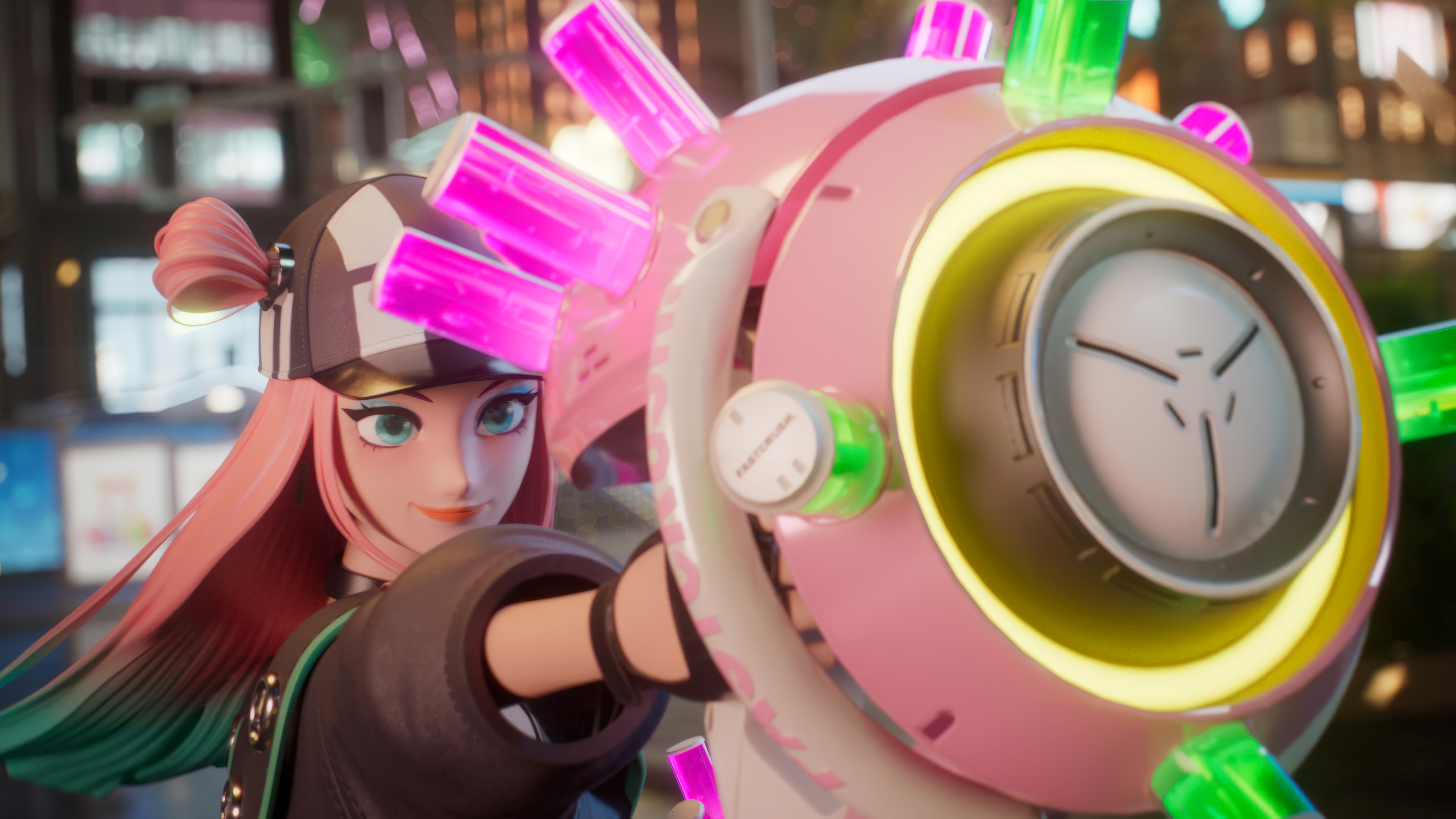 Foamstars character with pink hair and weapon HD Wallpaper