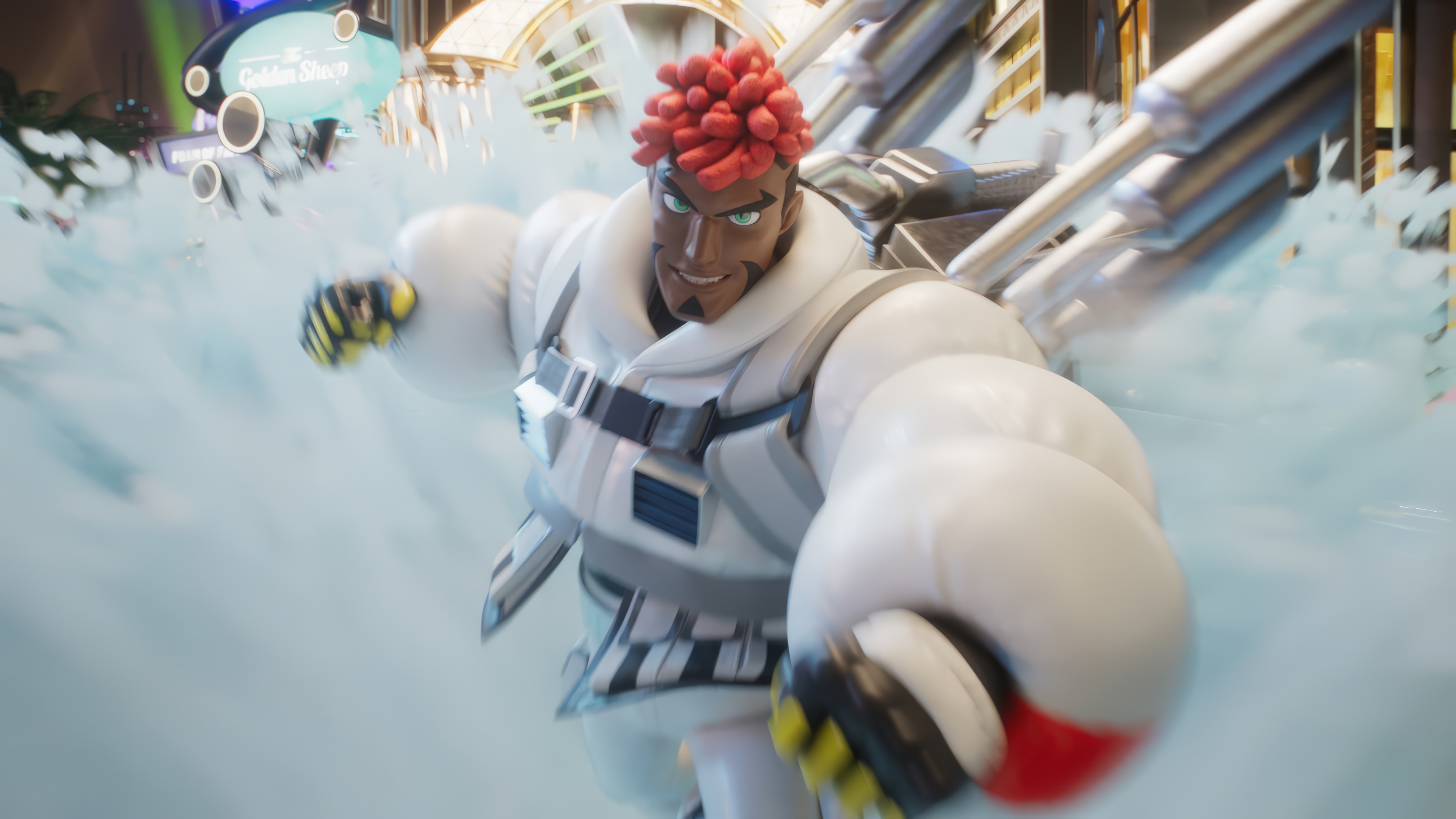 Foamstars character in white suit with red hair HD Wallpaper